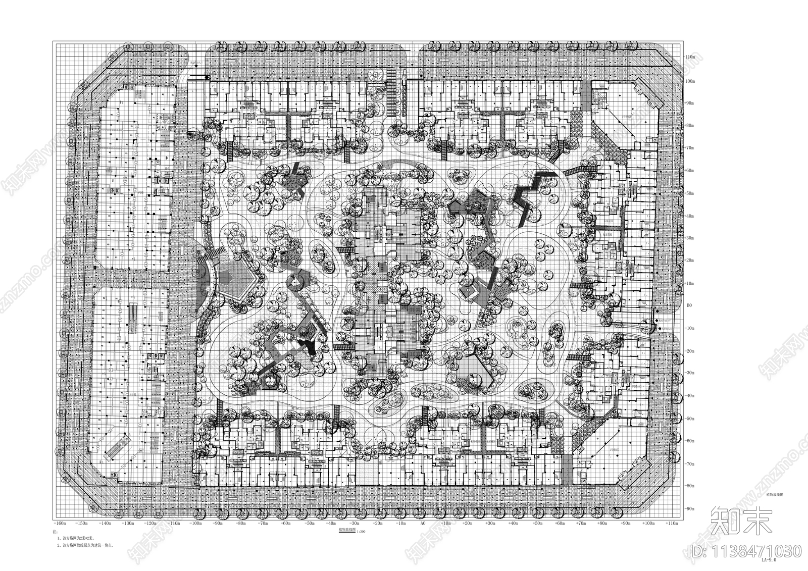 龙湖地产大区景观种植平面图cad施工图下载【ID:1138471030】