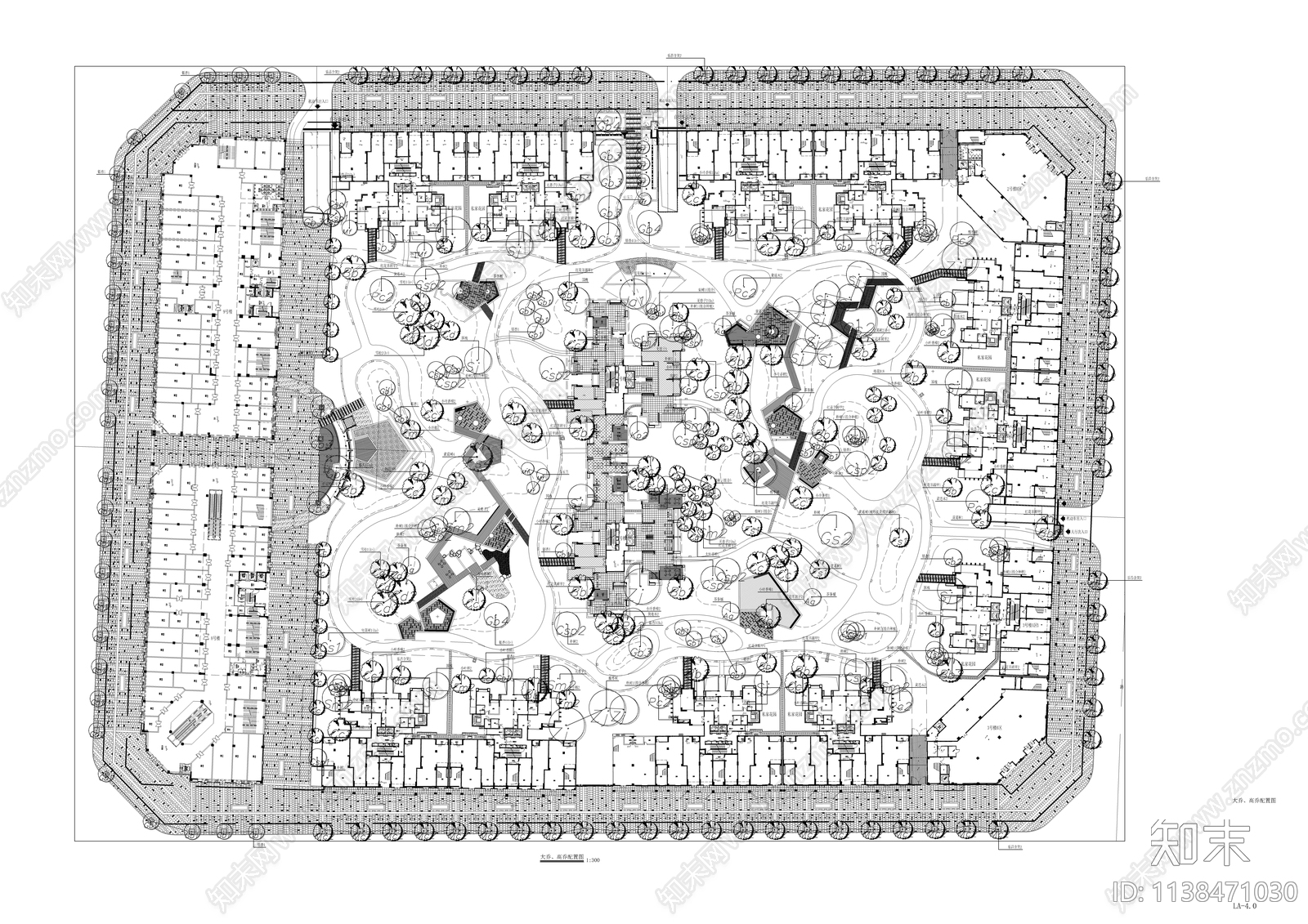 龙湖地产大区景观种植平面图cad施工图下载【ID:1138471030】