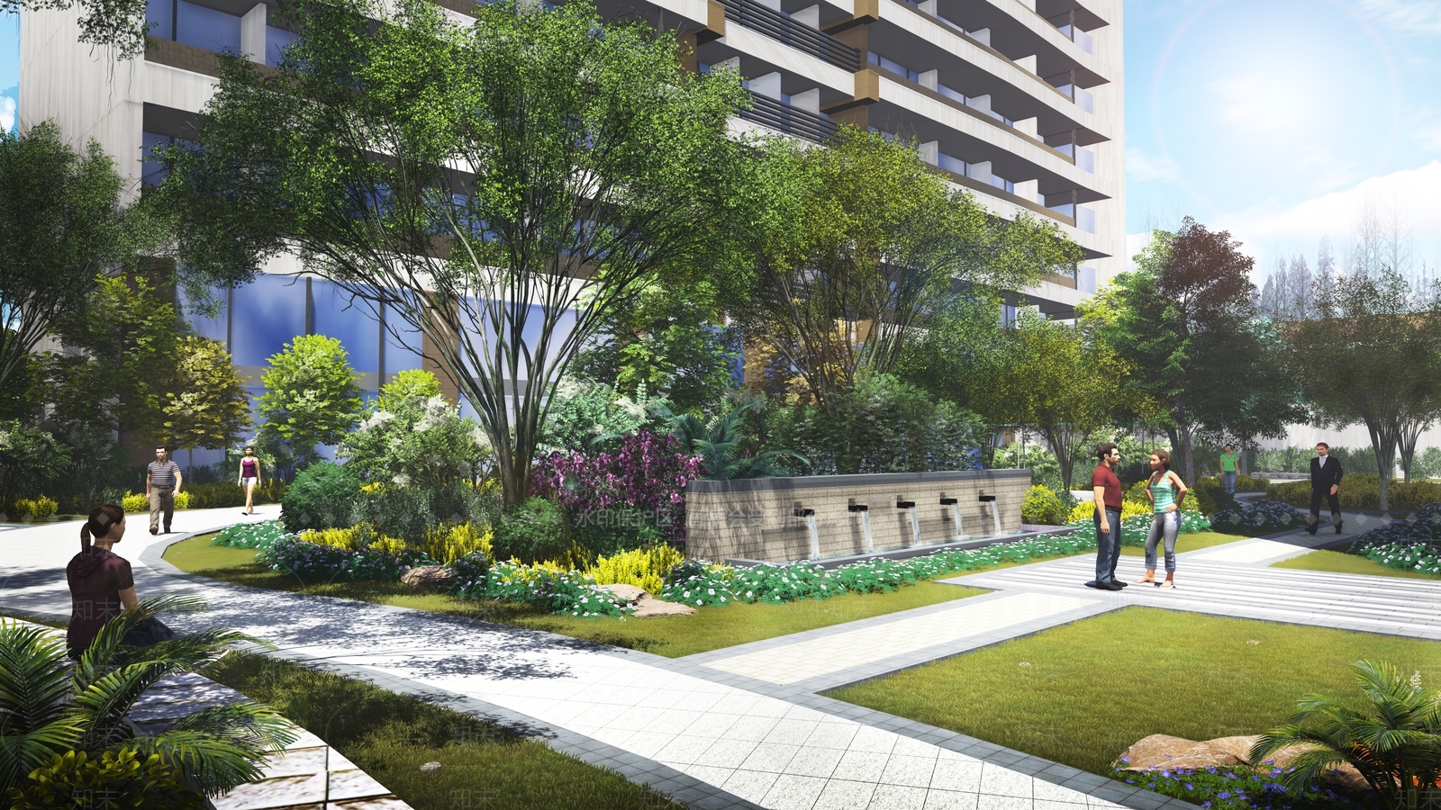 现代小区景观SU模型下载【ID:1138471134】