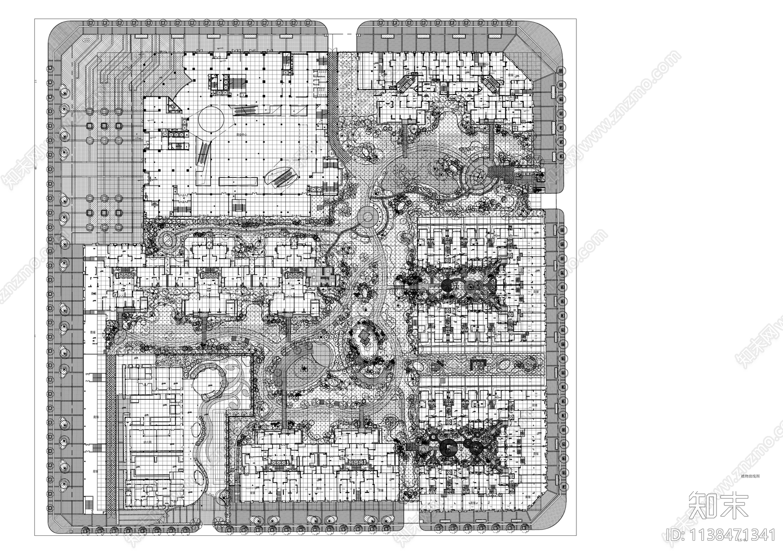 龙湖地产大区景观种植平面图cad施工图下载【ID:1138471341】