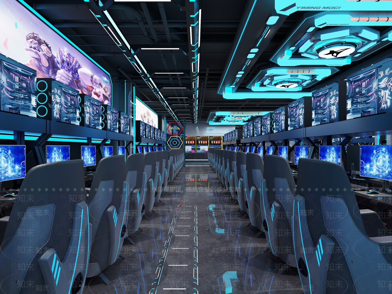 现代科技网吧3D模型下载【ID:1138475742】
