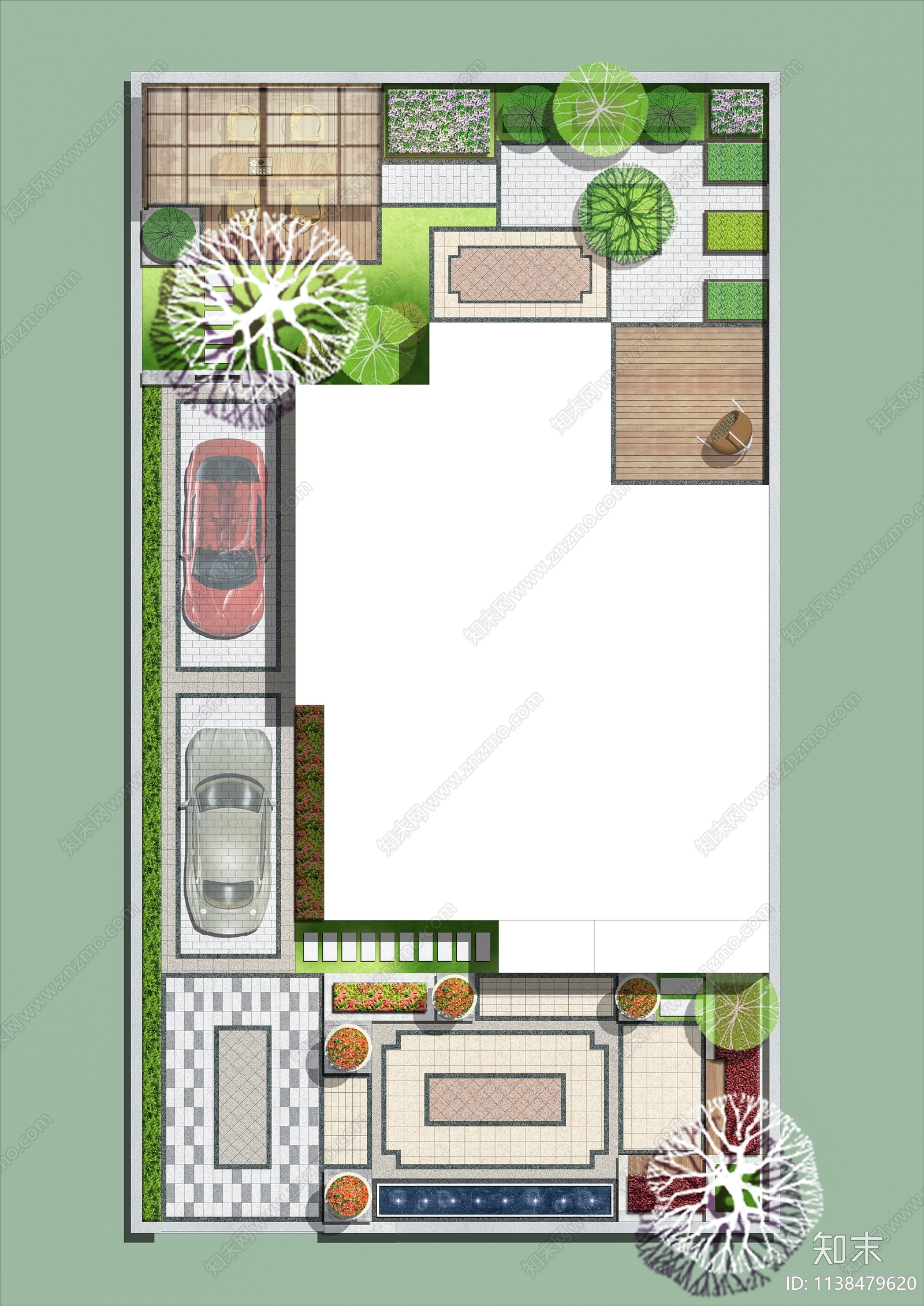 别墅庭院平面图cad施工图下载【ID:1138479620】