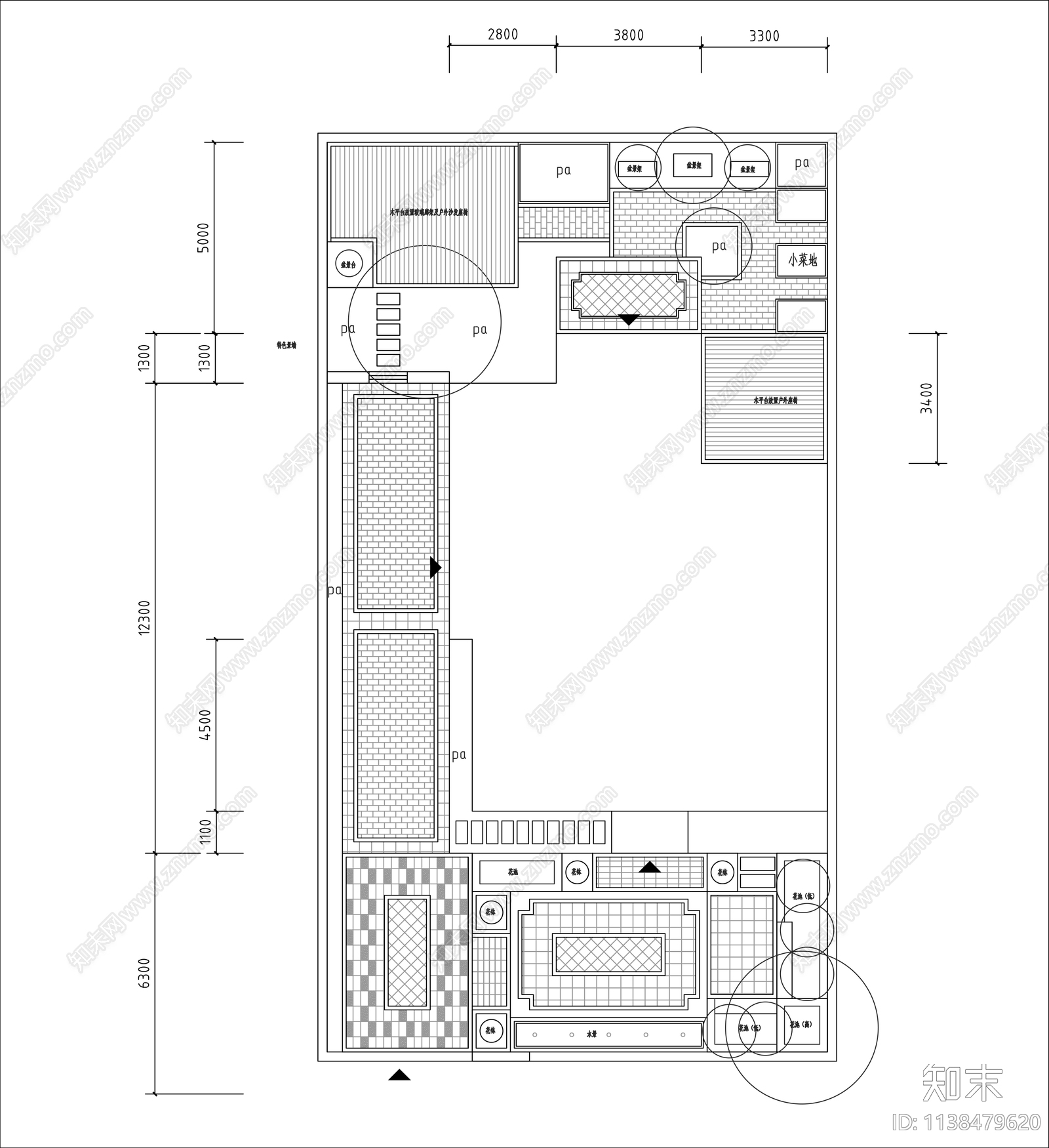 别墅庭院平面图cad施工图下载【ID:1138479620】