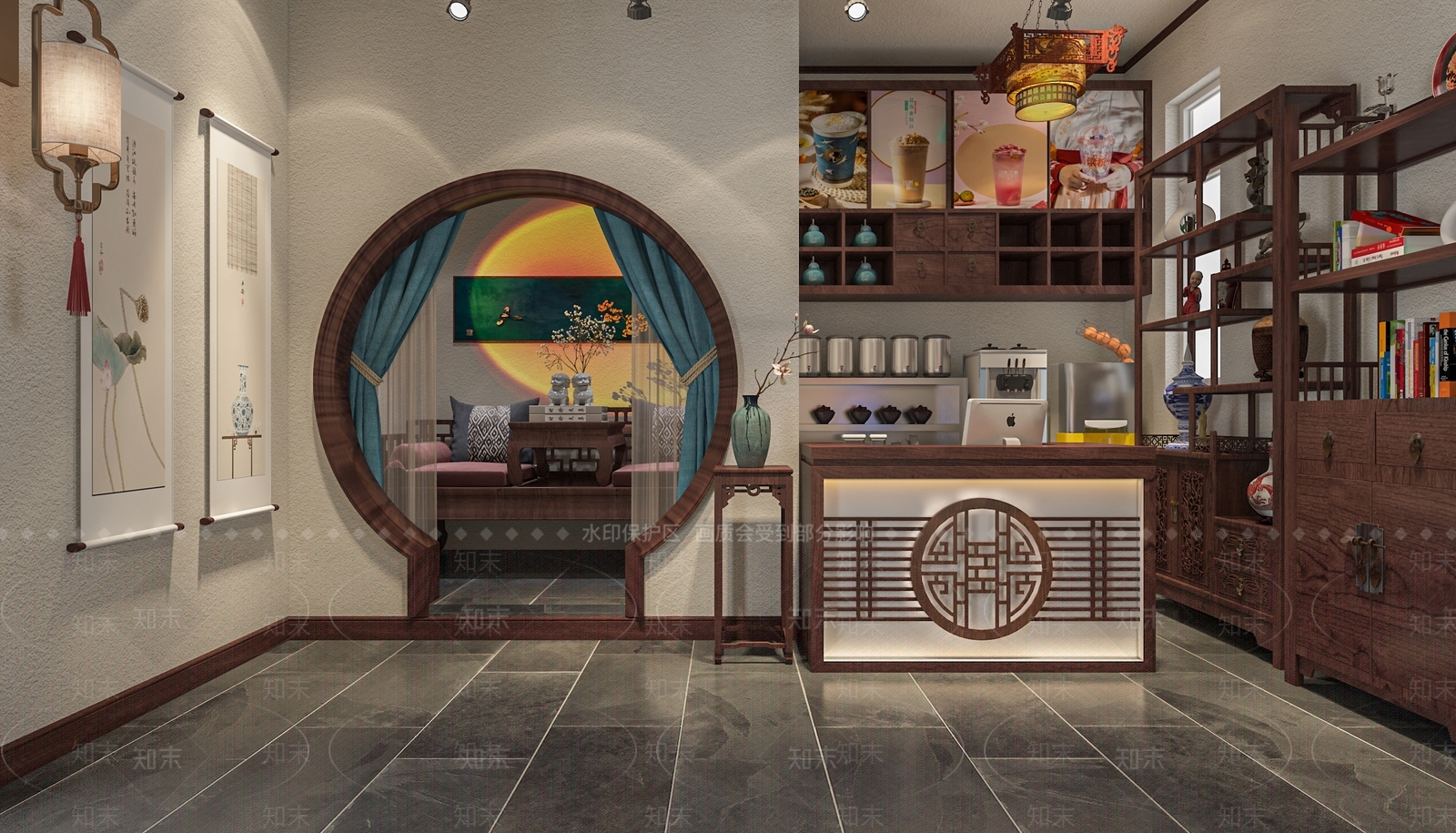 新中式奶茶店3D模型下载【ID:1138485324】