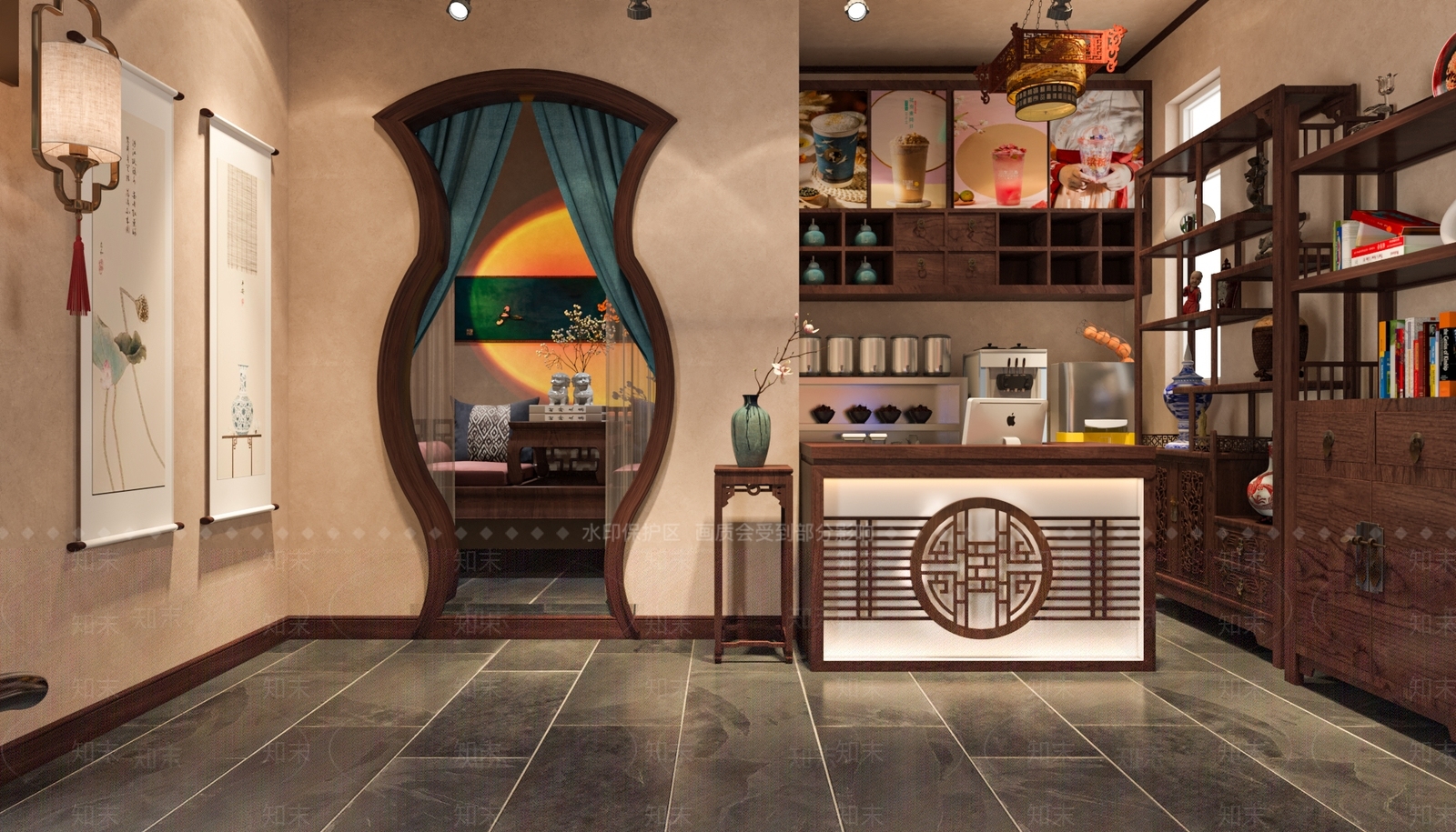 新中式奶茶店3D模型下载【ID:1138485690】