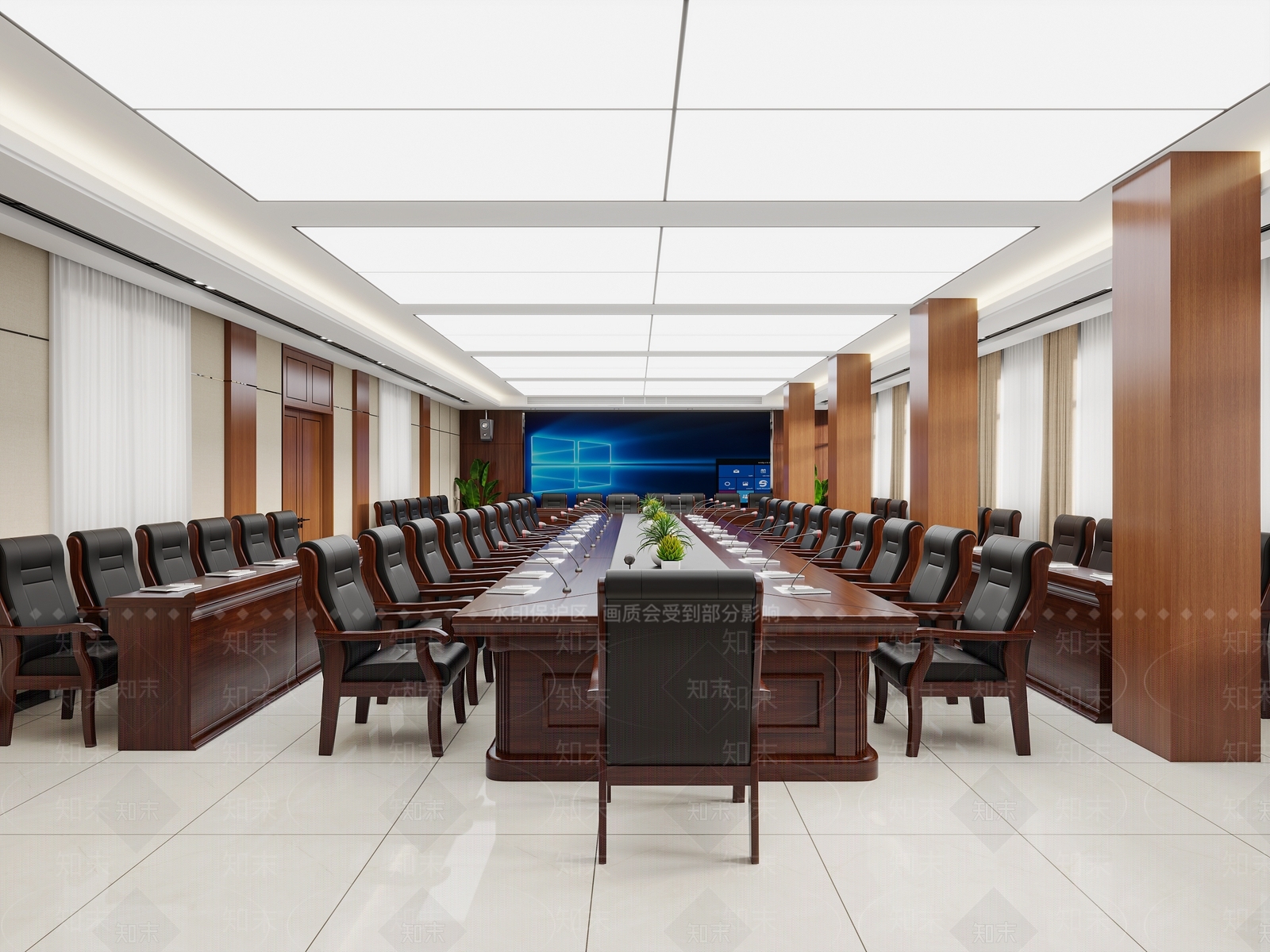 中式政府会议室3D模型下载【ID:1138485837】