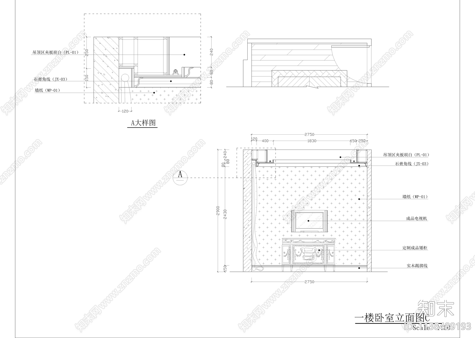 三层欧式全套别墅样板房装修cad施工图下载【ID:1138489193】