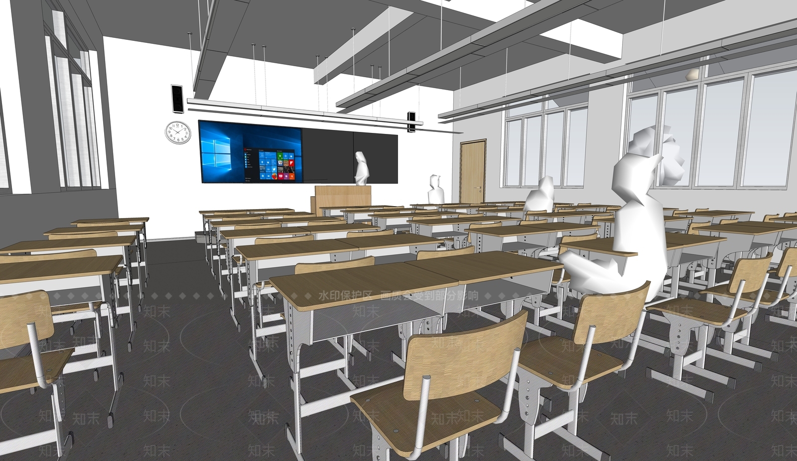 现代学校教室SU模型下载【ID:1138490602】