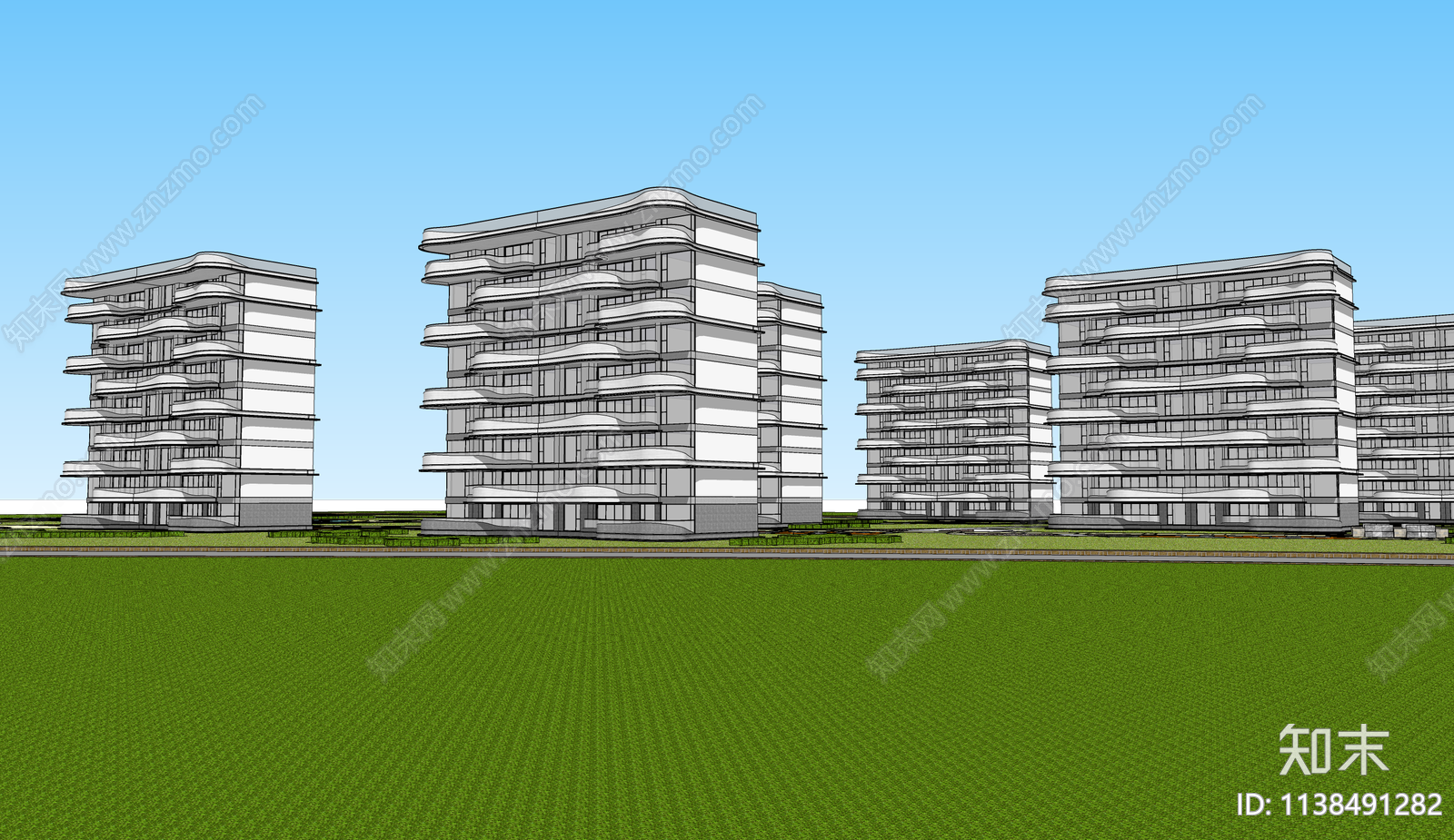 现代多层住宅SU模型下载【ID:1138491282】