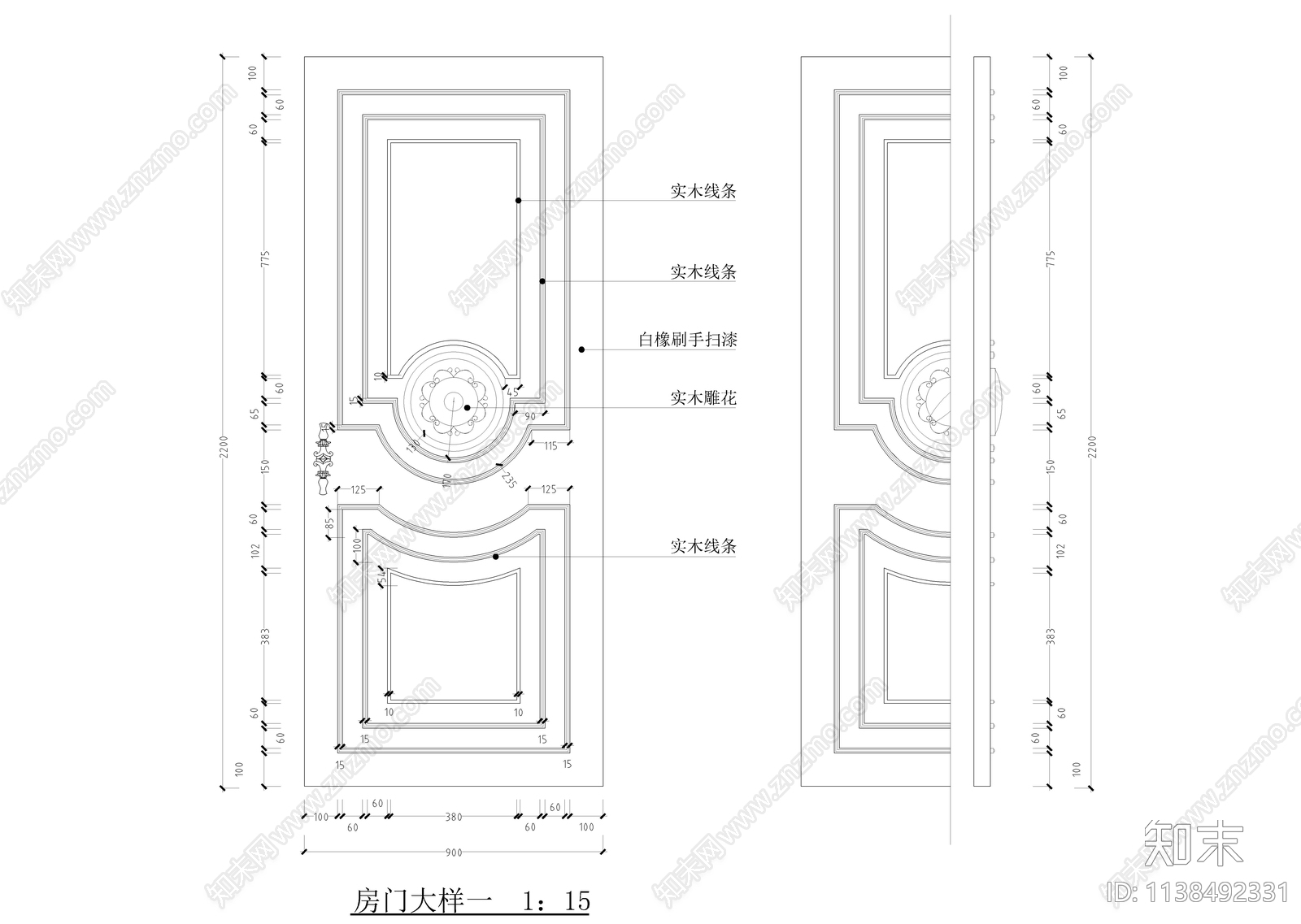 欧式单门与双门详图cad施工图下载【ID:1138492331】