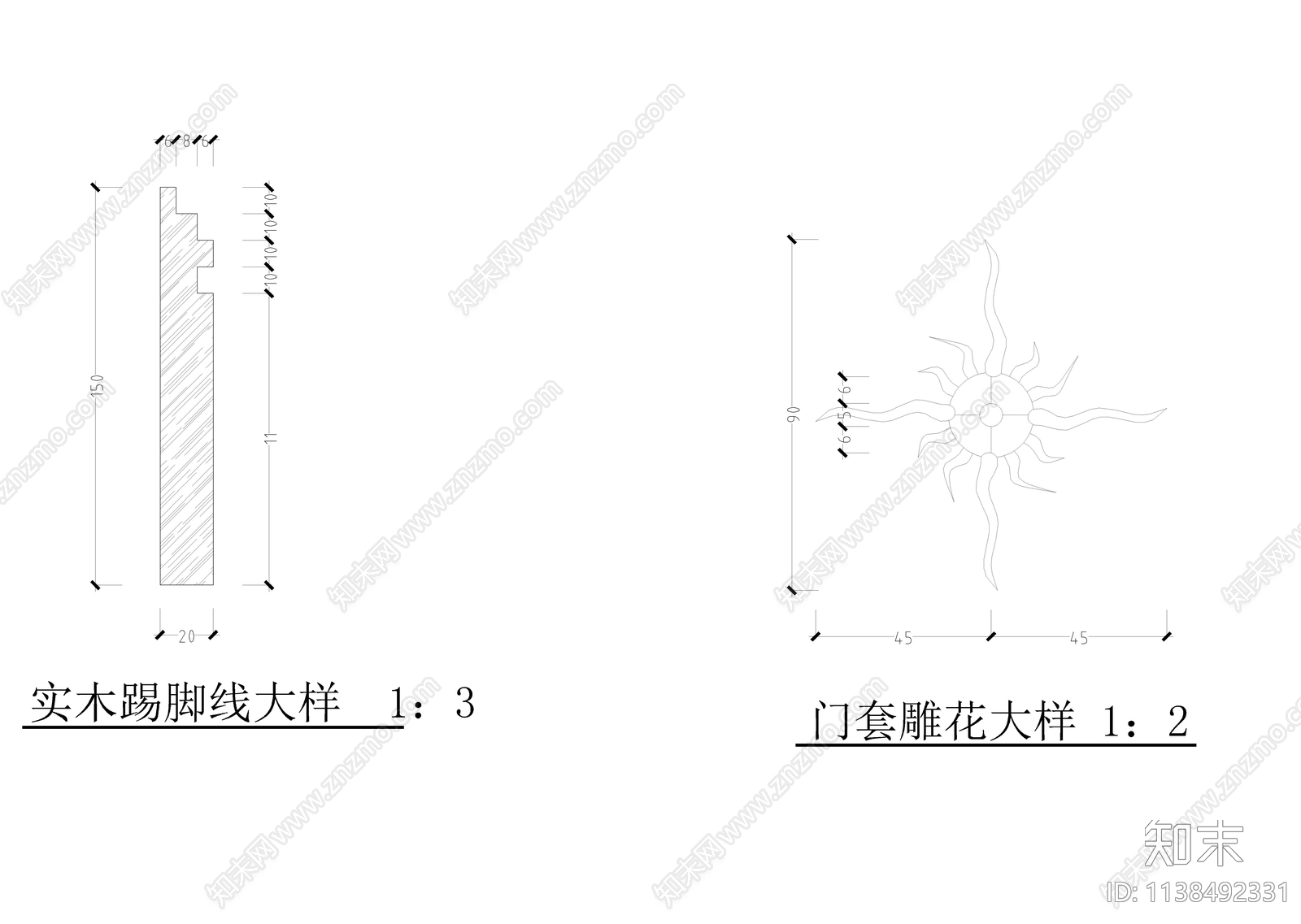 欧式单门与双门详图cad施工图下载【ID:1138492331】