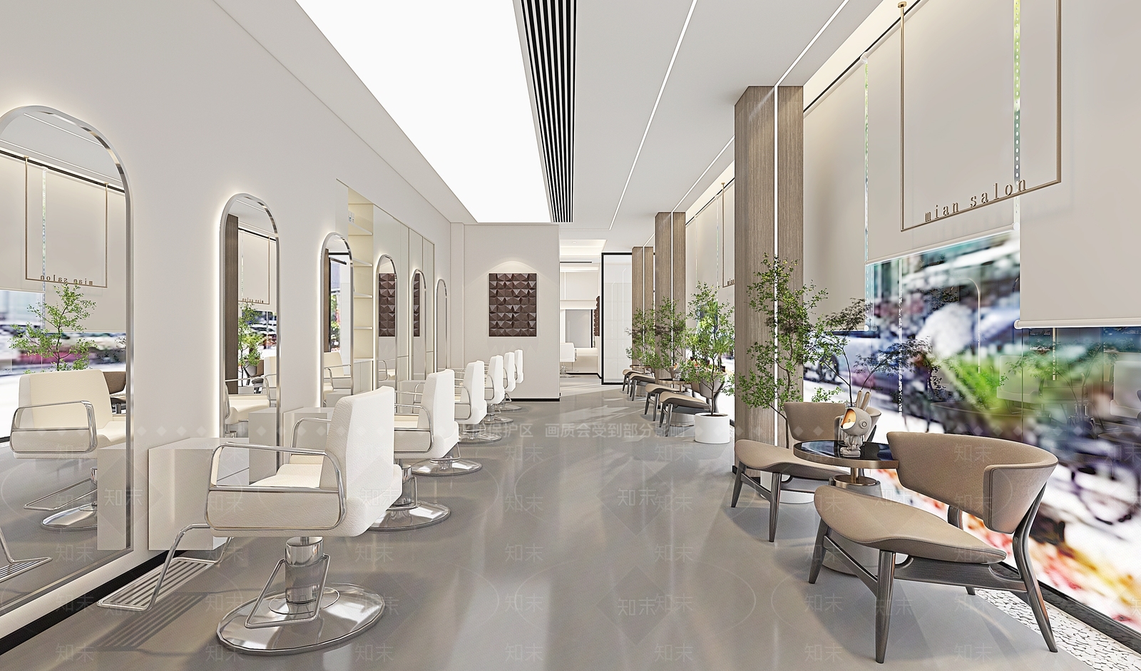 现代奶油风美发店3D模型下载【ID:1138492823】