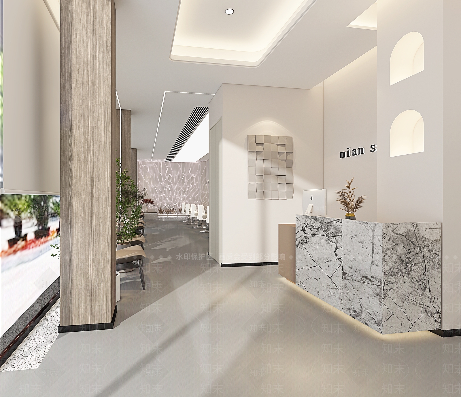 现代奶油风美发店3D模型下载【ID:1138492823】