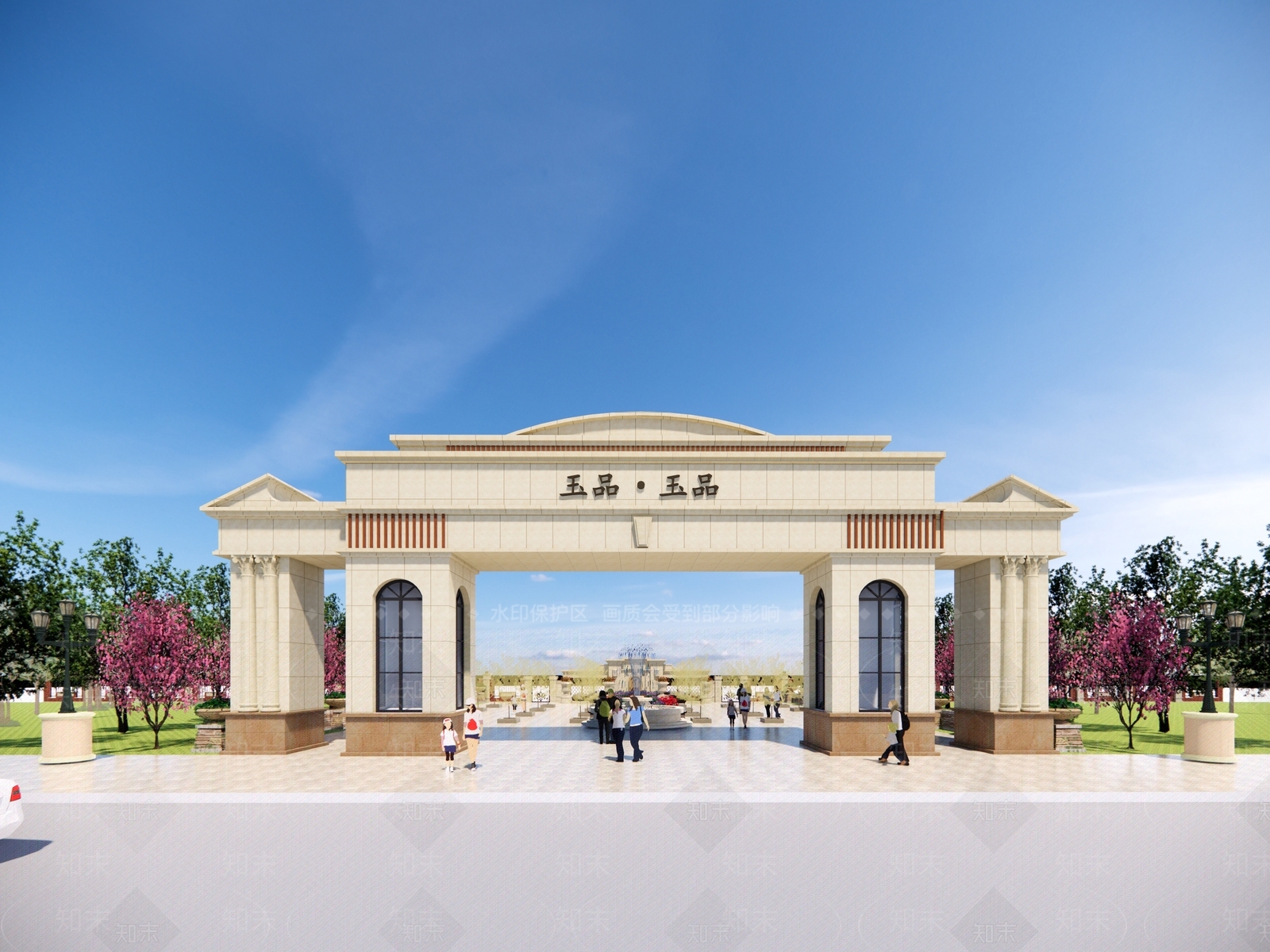 古典小区入口大门SU模型下载【ID:1138496370】