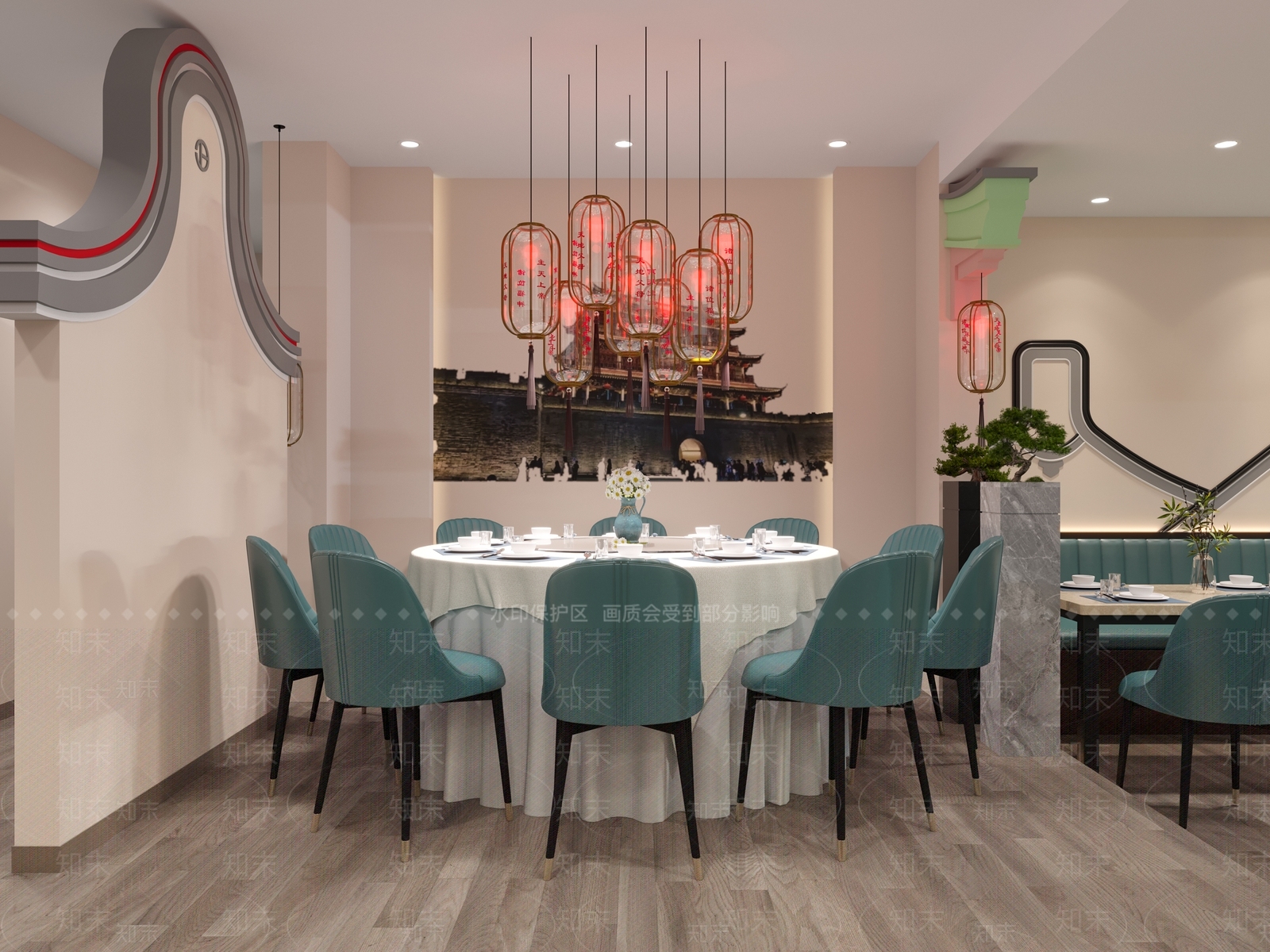 新中式中餐厅3D模型下载【ID:1138498095】