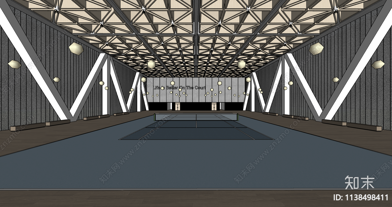 现代网球场馆SU模型下载【ID:1138498411】