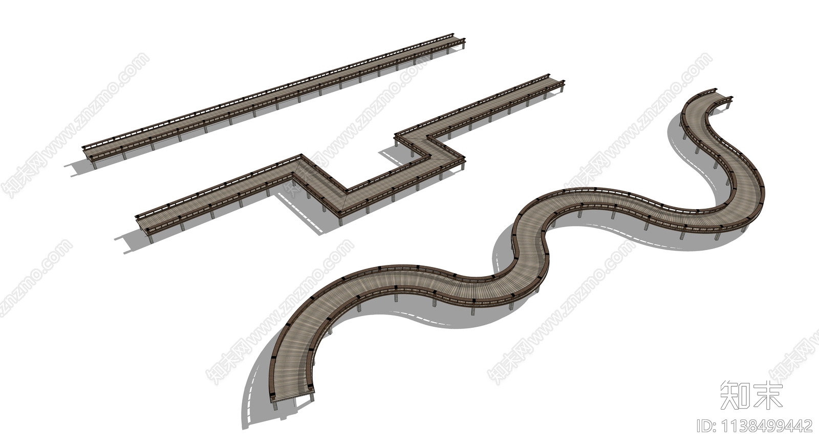 现代景观木栈道SU模型下载【ID:1138499442】