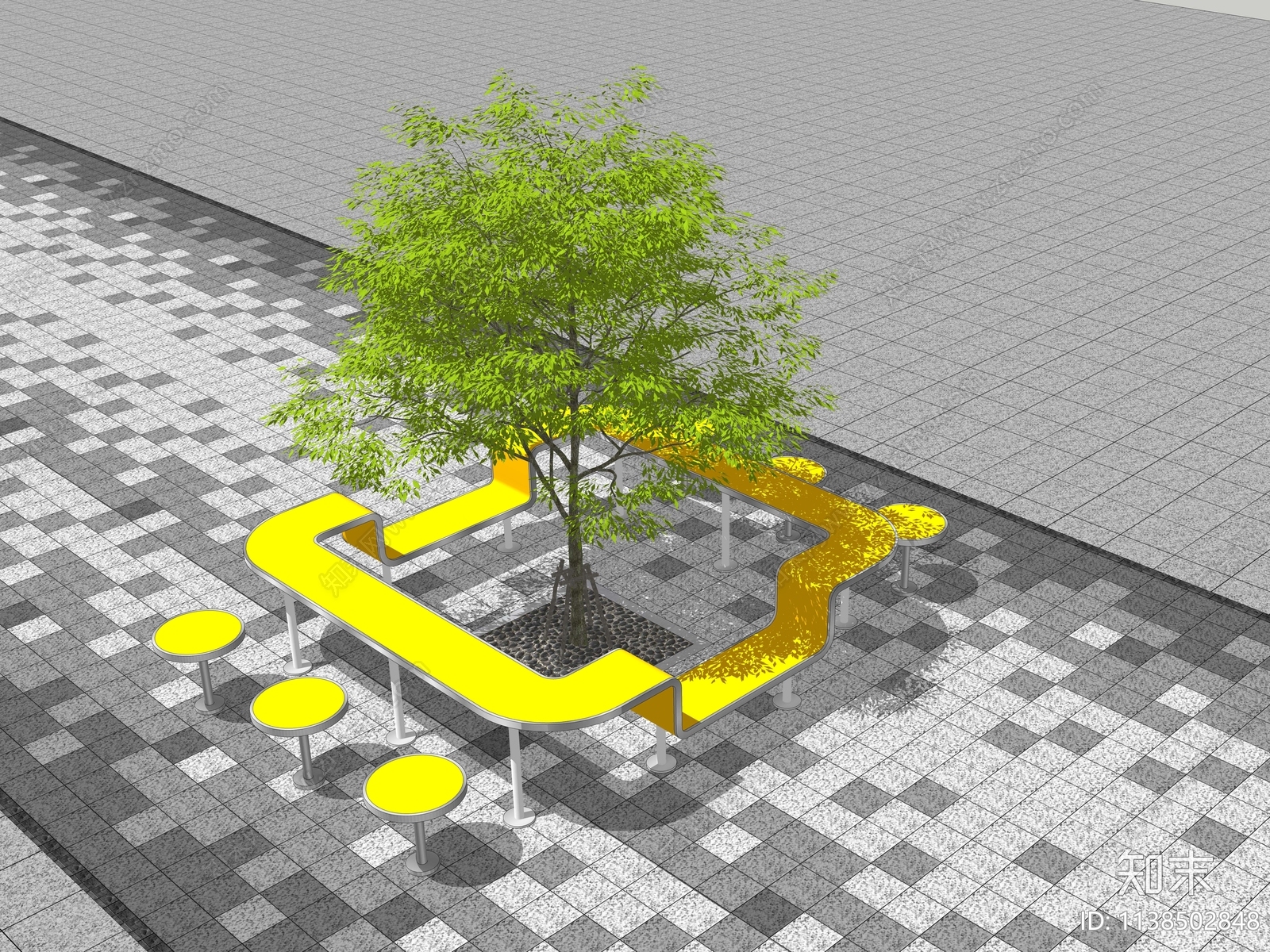 现代围树景观座椅SU模型下载【ID:1138502848】