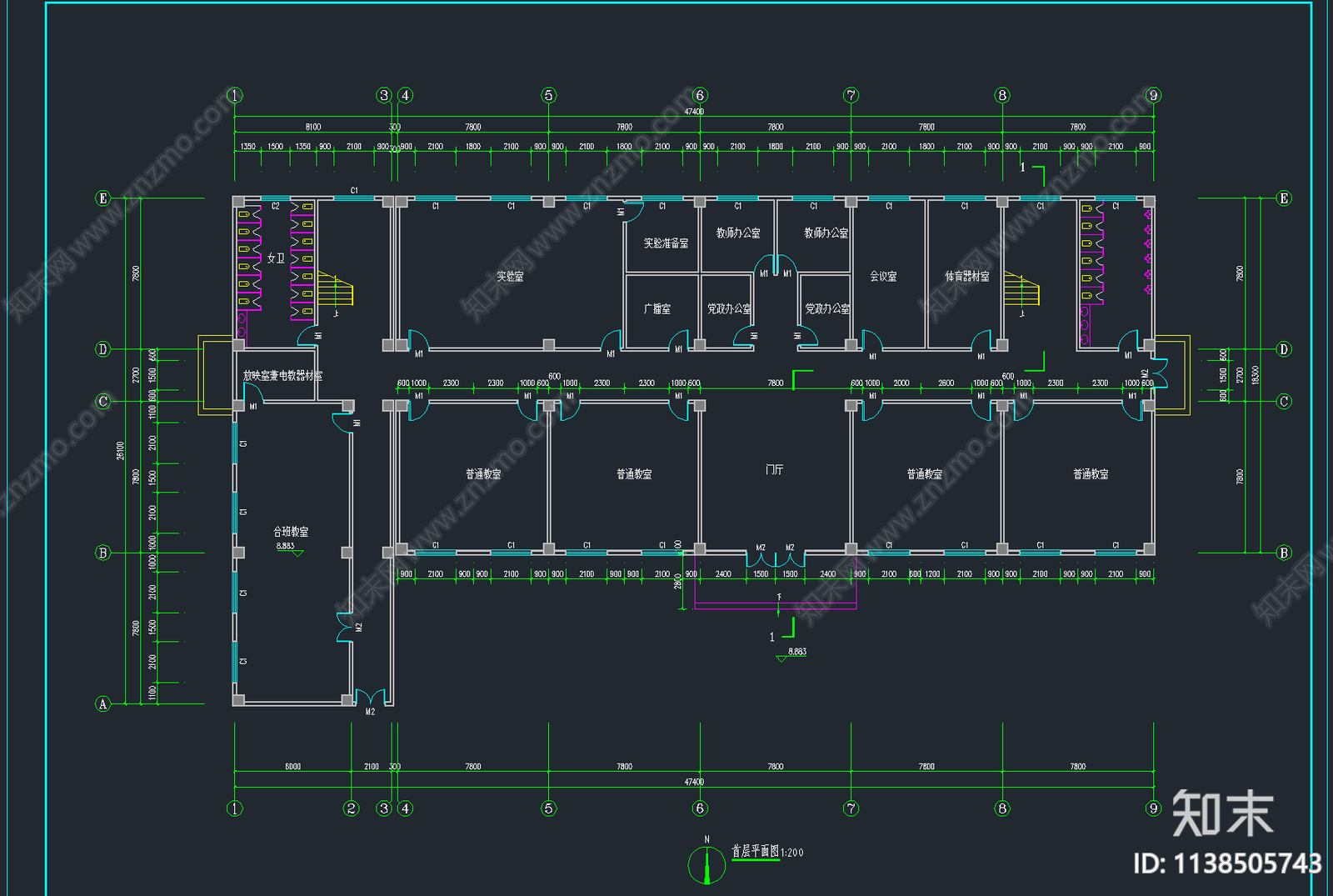 55套教学楼建筑施工图下载【ID:1138505743】