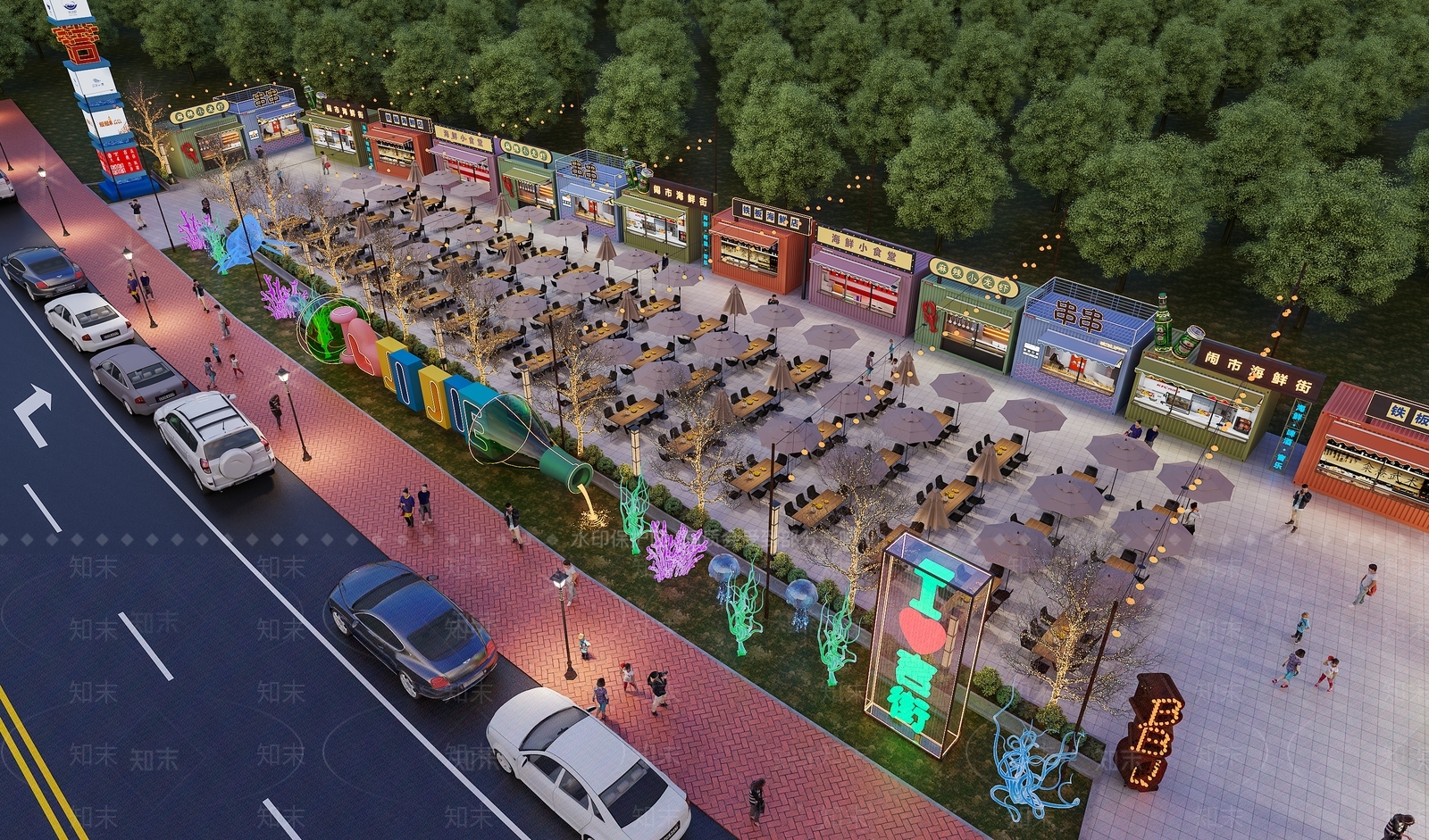 现代商业街3D模型下载【ID:1138509888】