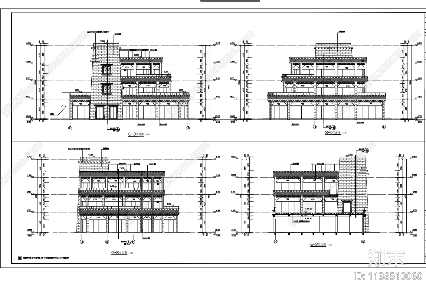 甘孜稻城藏区商业街施工图cad施工图下载【ID:1138510060】