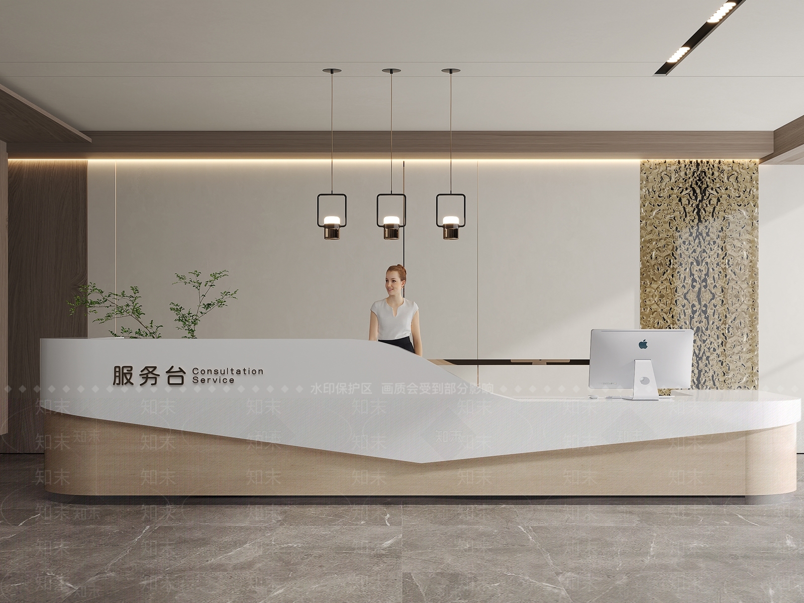 现代办公前台SU模型下载【ID:1138511339】