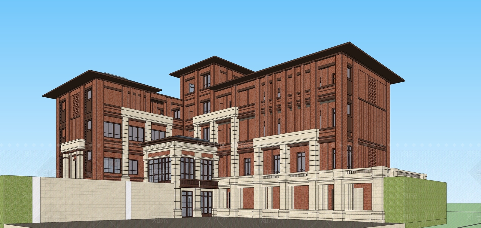 欧式多层办公楼综合楼SU模型下载【ID:1138511728】