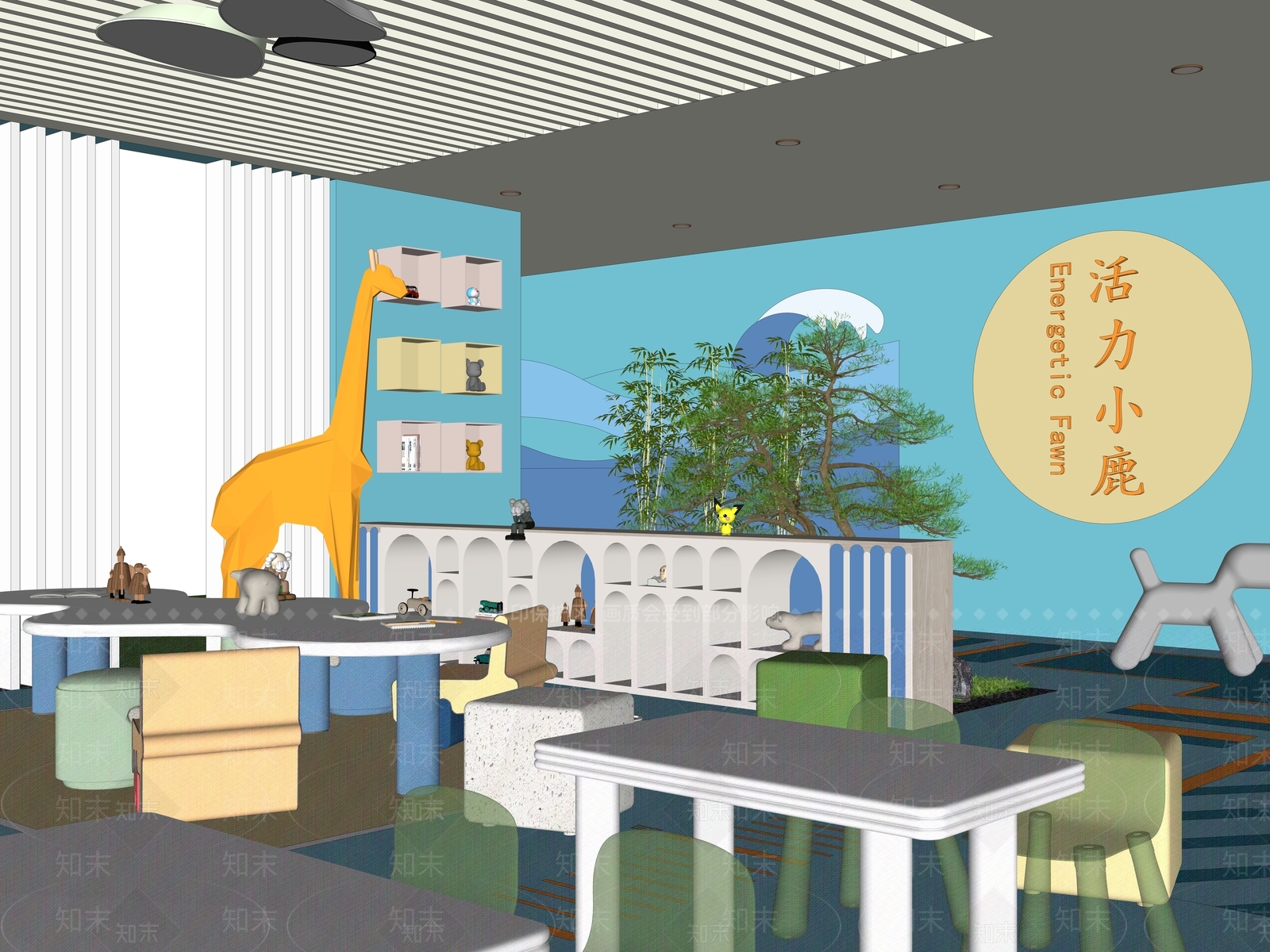 现代室内儿童活动空间SU模型下载【ID:1138513035】