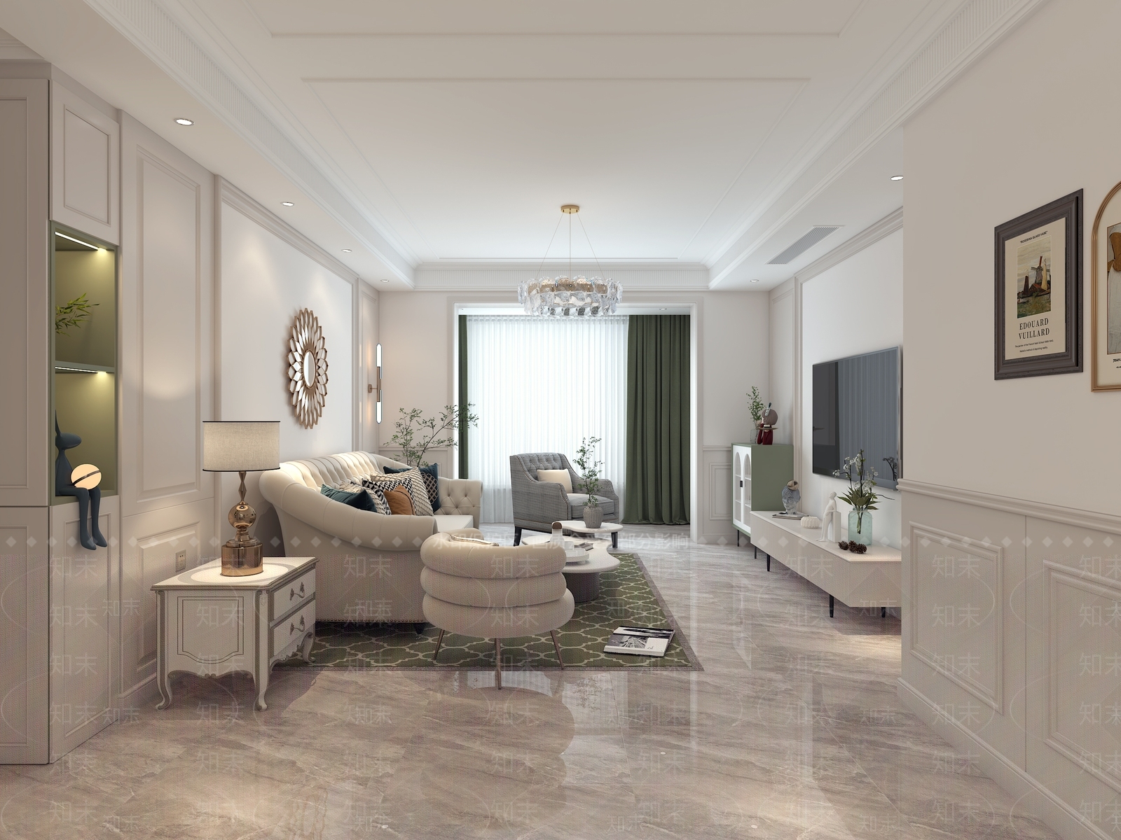 美式客厅3D模型下载【ID:1138513283】_知末3d模型网