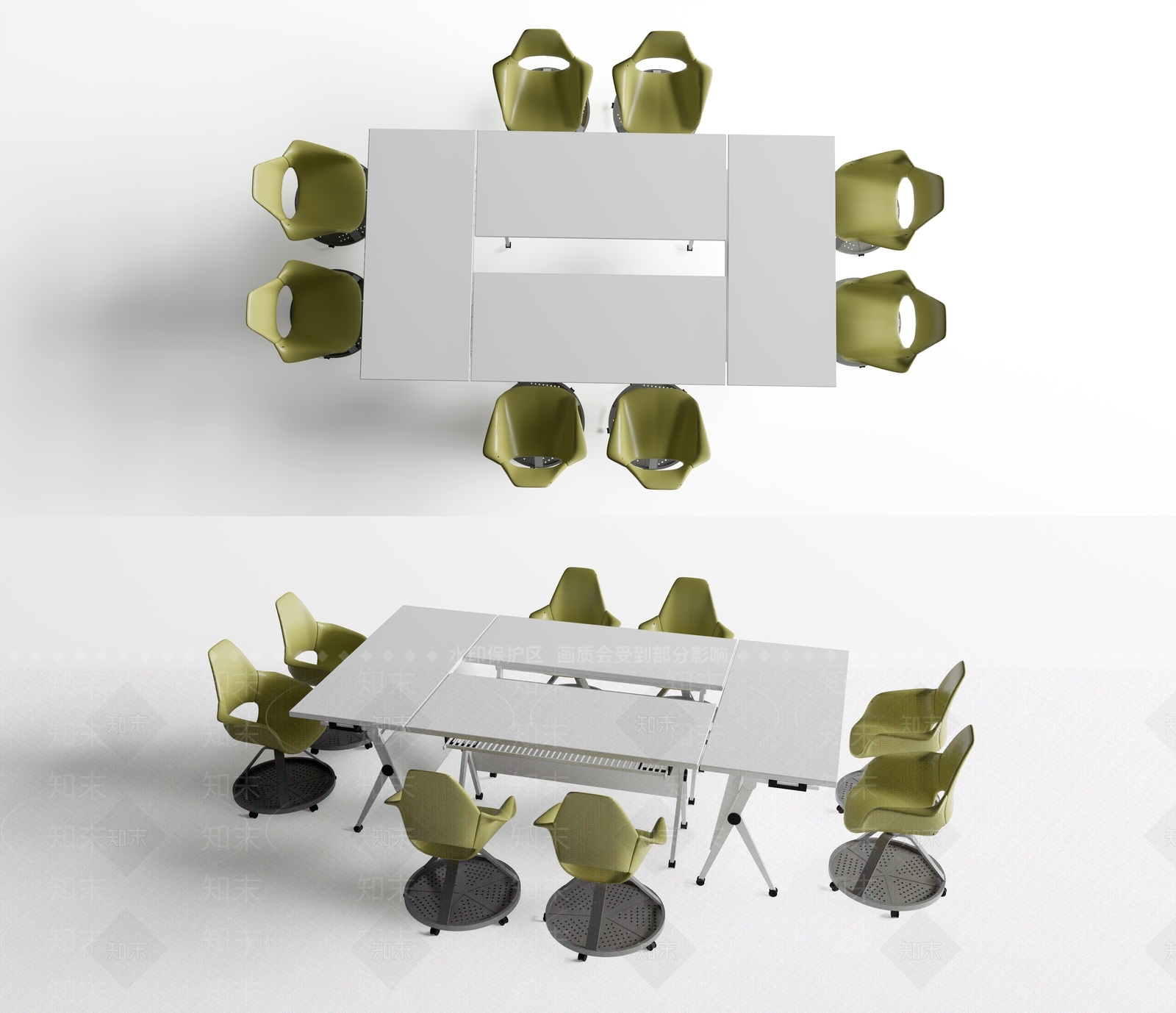 现代办公桌椅组合3D模型下载【ID:1138515798】