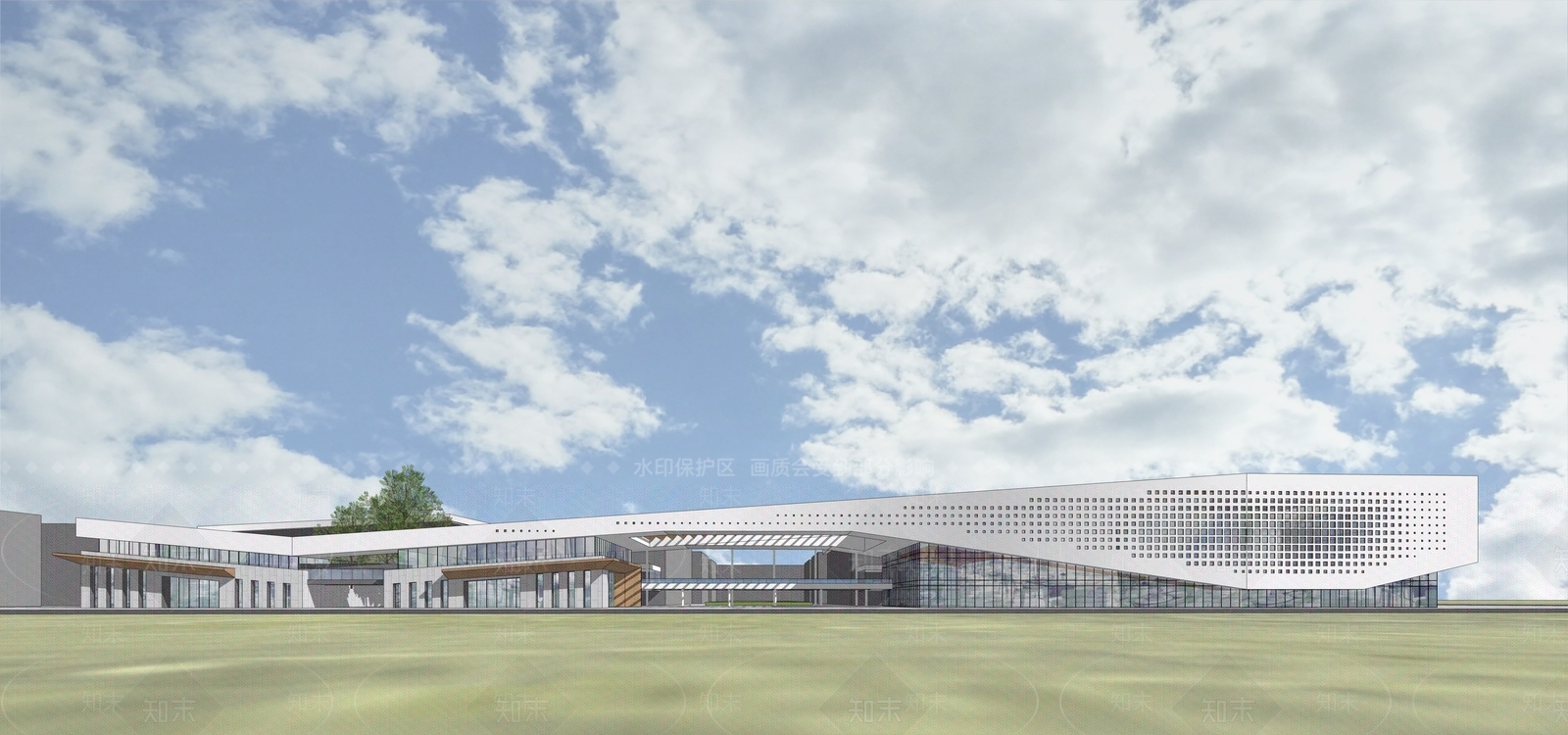 现代展览馆建筑SU模型下载【ID:1138519162】