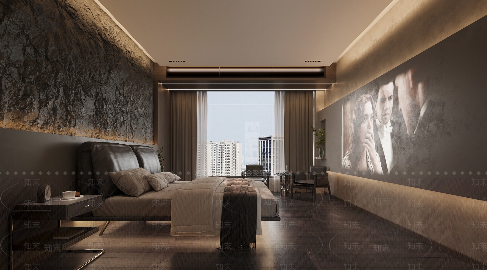 现代黑白灰卧室3D模型下载【ID:1138521428】_知末3d模型网