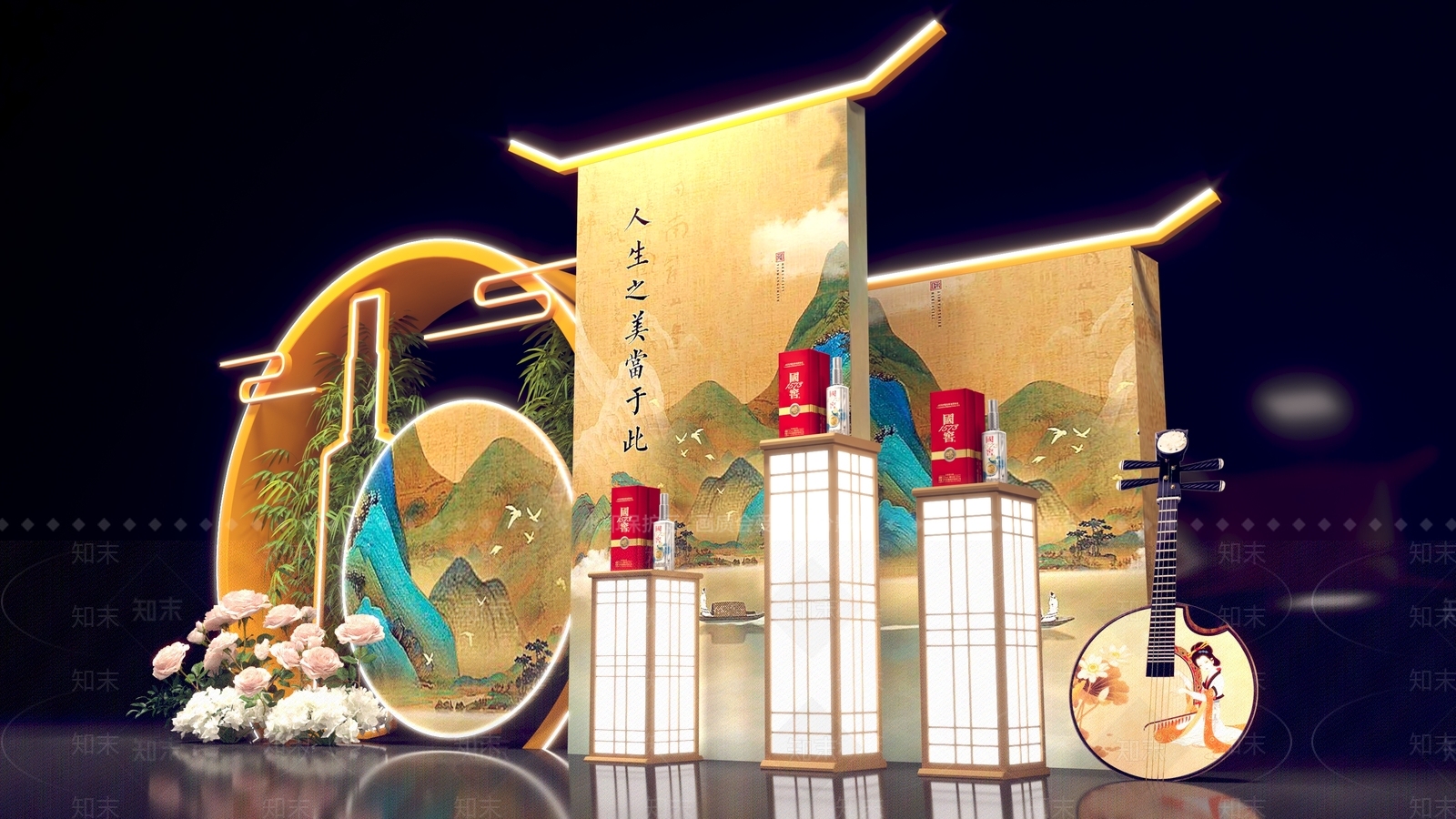 新中式美陈3D模型下载【ID:1138523804】_知末3d模型网