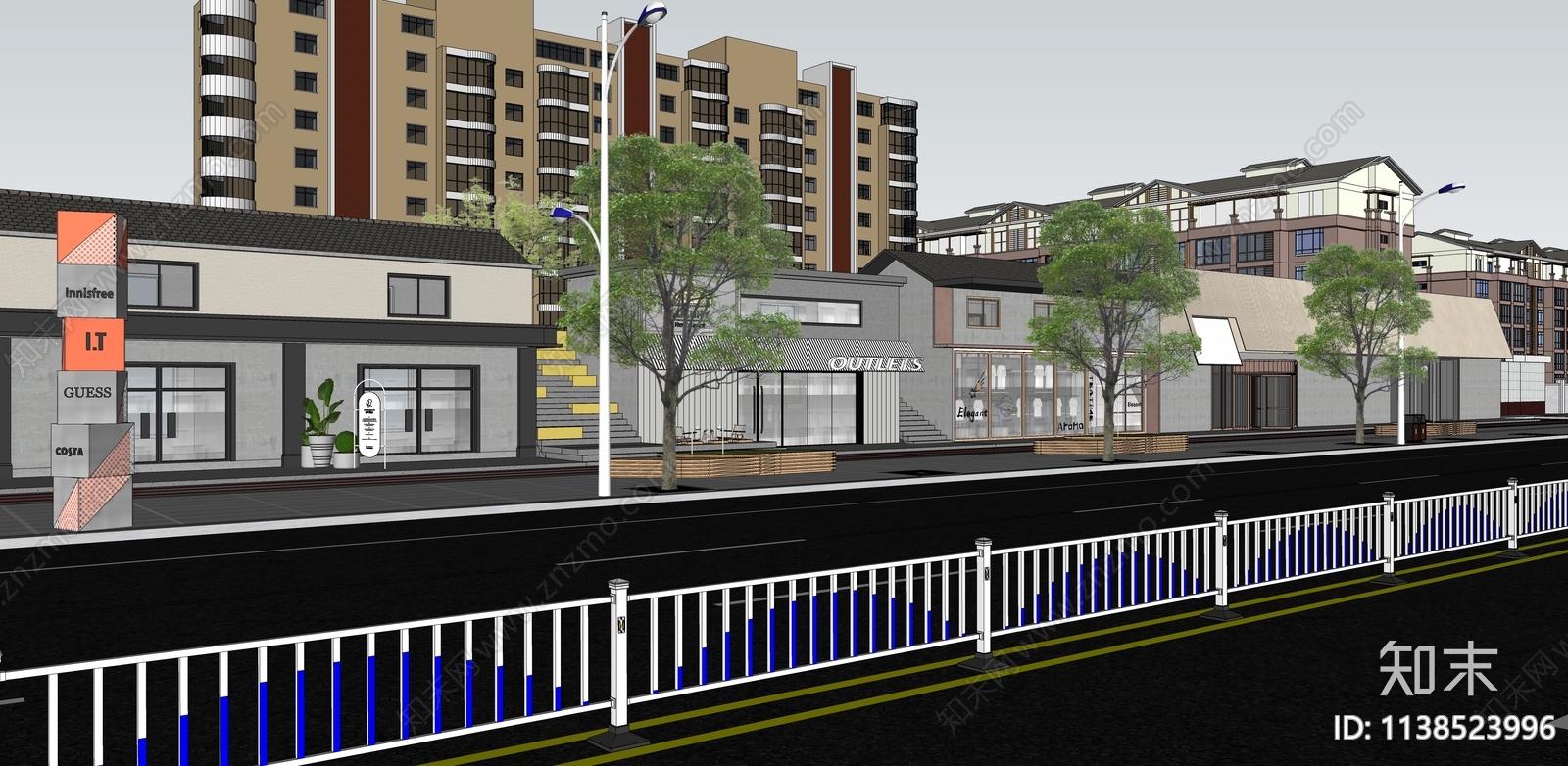 现代商业街SU模型下载【ID:1138523996】