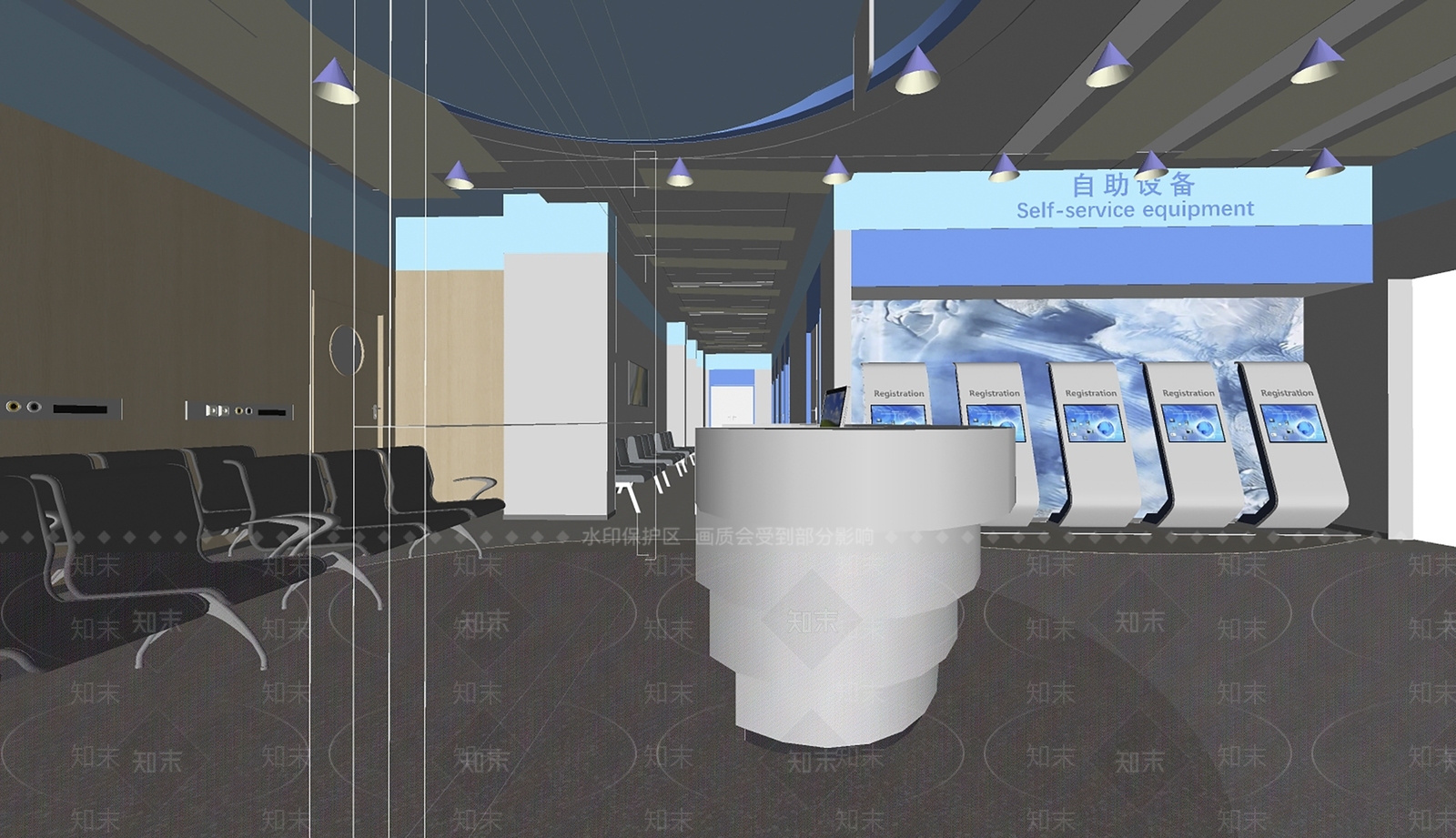 现代医院大厅SU模型下载【ID:1138531794】