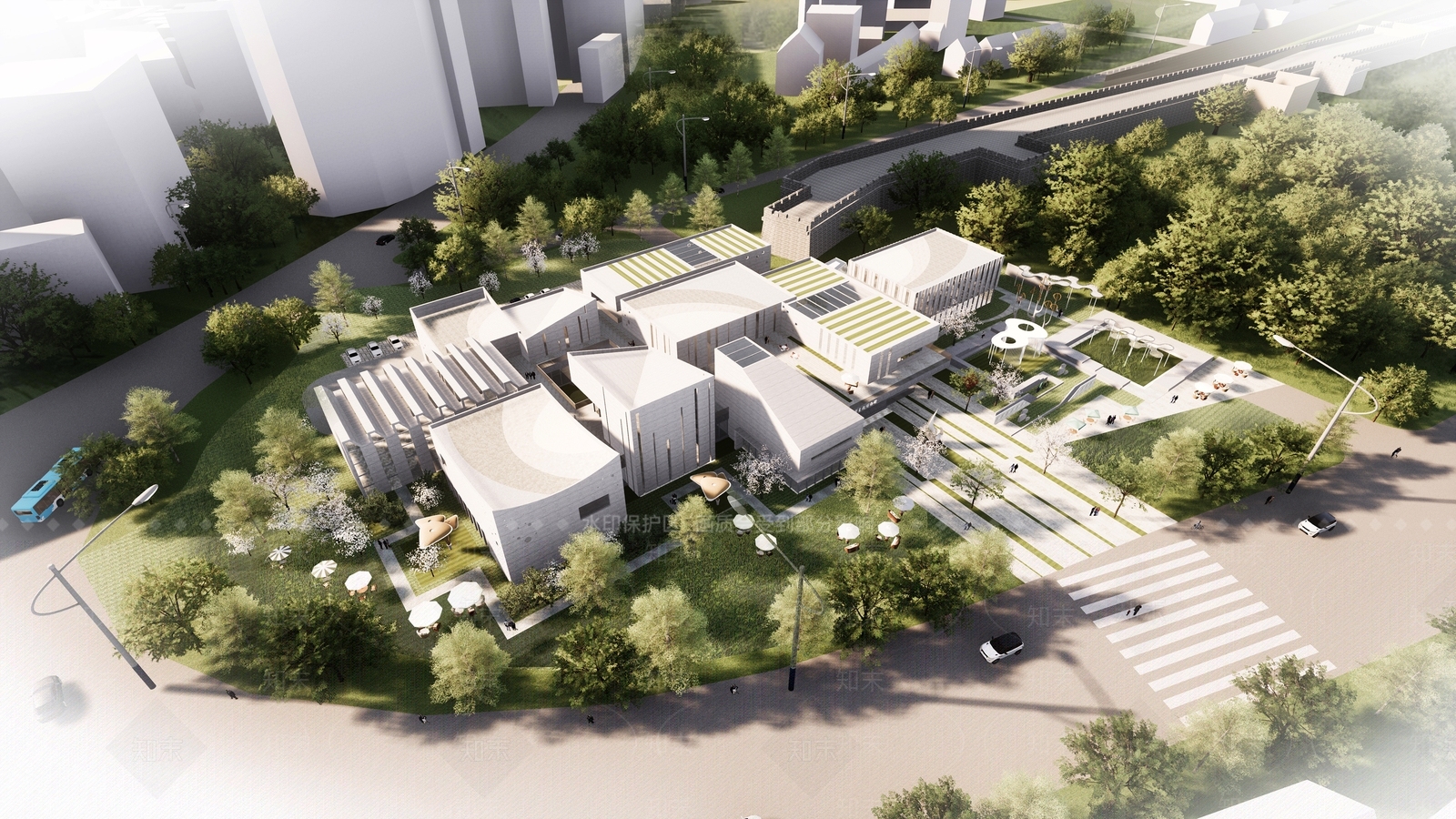 现代展览馆建筑SU模型下载【ID:1138534284】