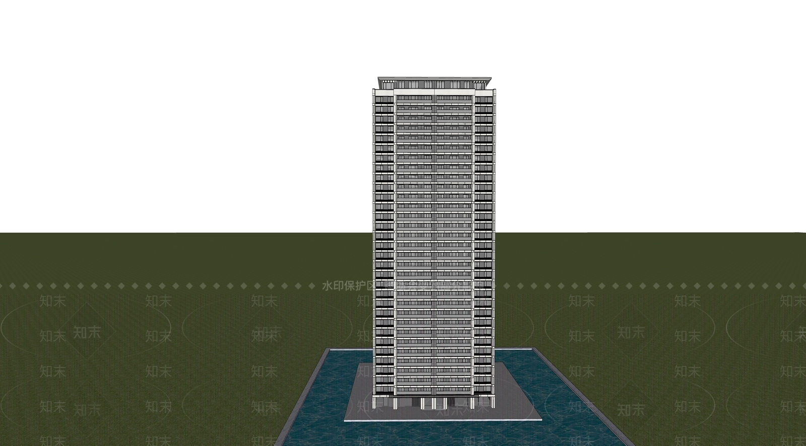 现代高层住宅SU模型下载【ID:1138535166】