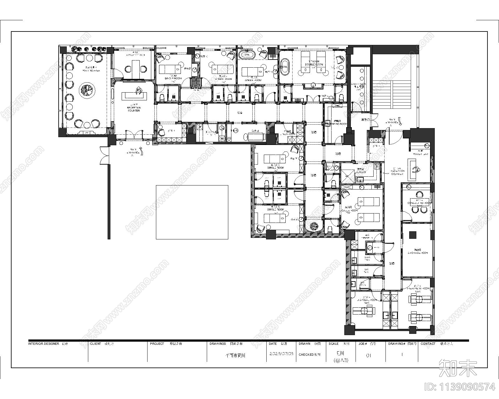 法式美容店cad施工图下载【ID:1139090574】