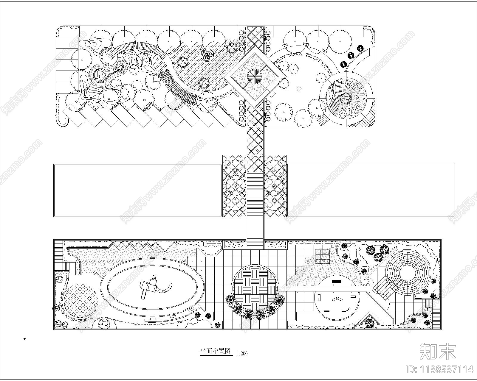 中心绿地屋顶花园平面布置图施工图下载【ID:1138537114】