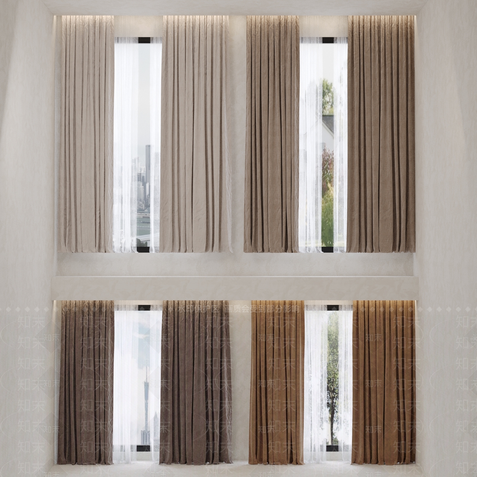 现代窗帘组合3D模型下载【ID:1139008655】
