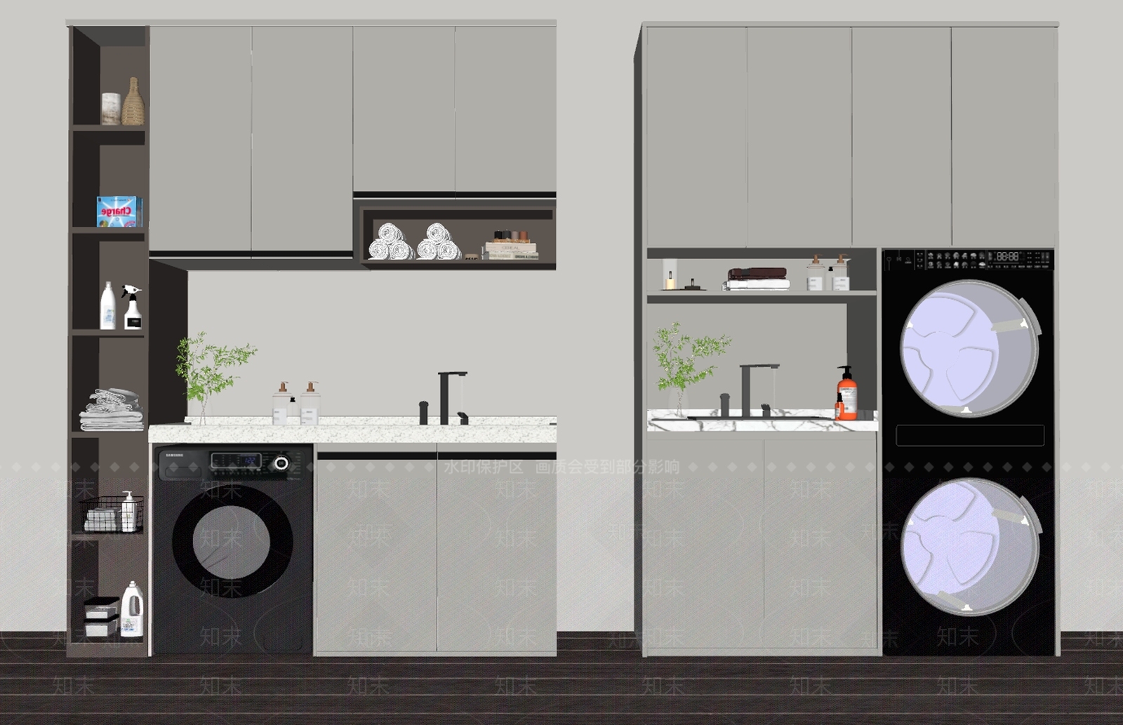 现代洗衣机柜SU模型下载【ID:1138537601】