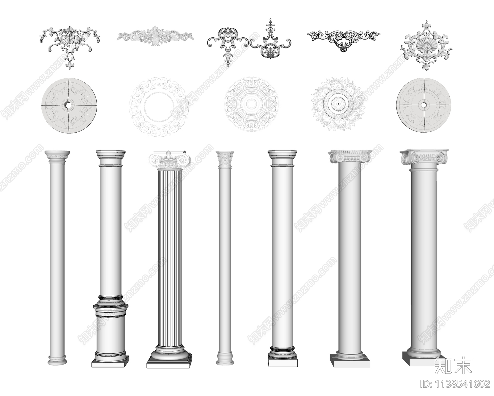 欧式罗马柱组合SU模型下载【ID:1138541602】