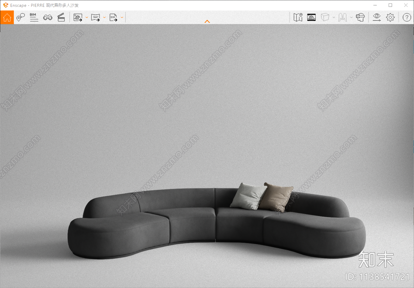 RugianoPierre现代弧形沙发SU模型下载【ID:1138541721】