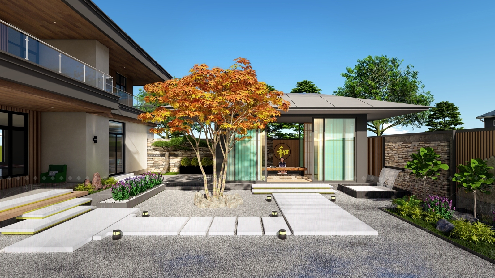 现代乡村民宿庭院花园SU模型下载【ID:1138549720】_知末su模型网