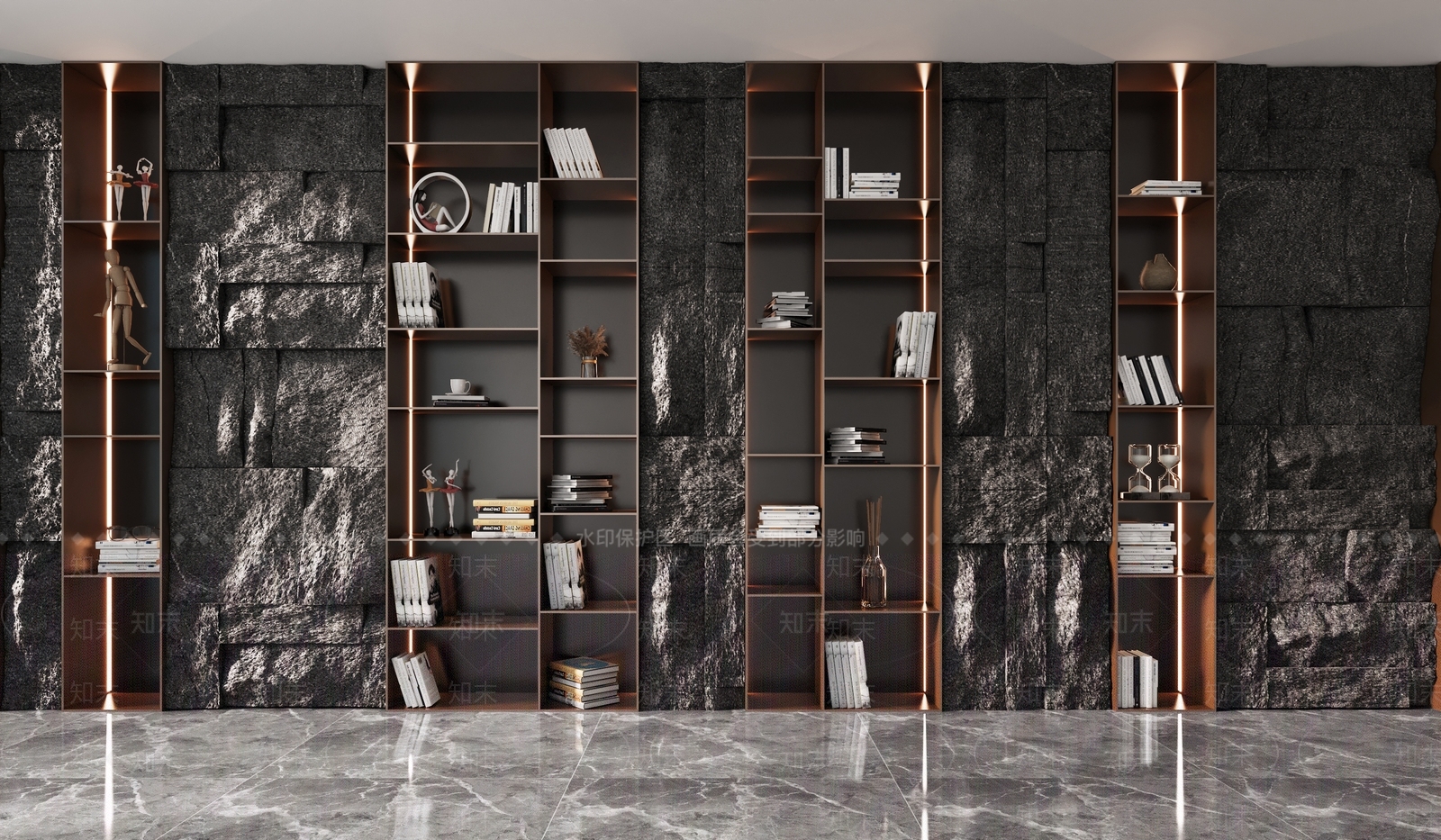 不锈钢铁艺金属展示岩石书架3D模型下载【ID:1138551420】