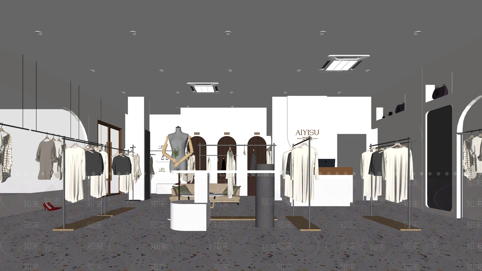 现代服装店SU模型下载【ID:1138555331】