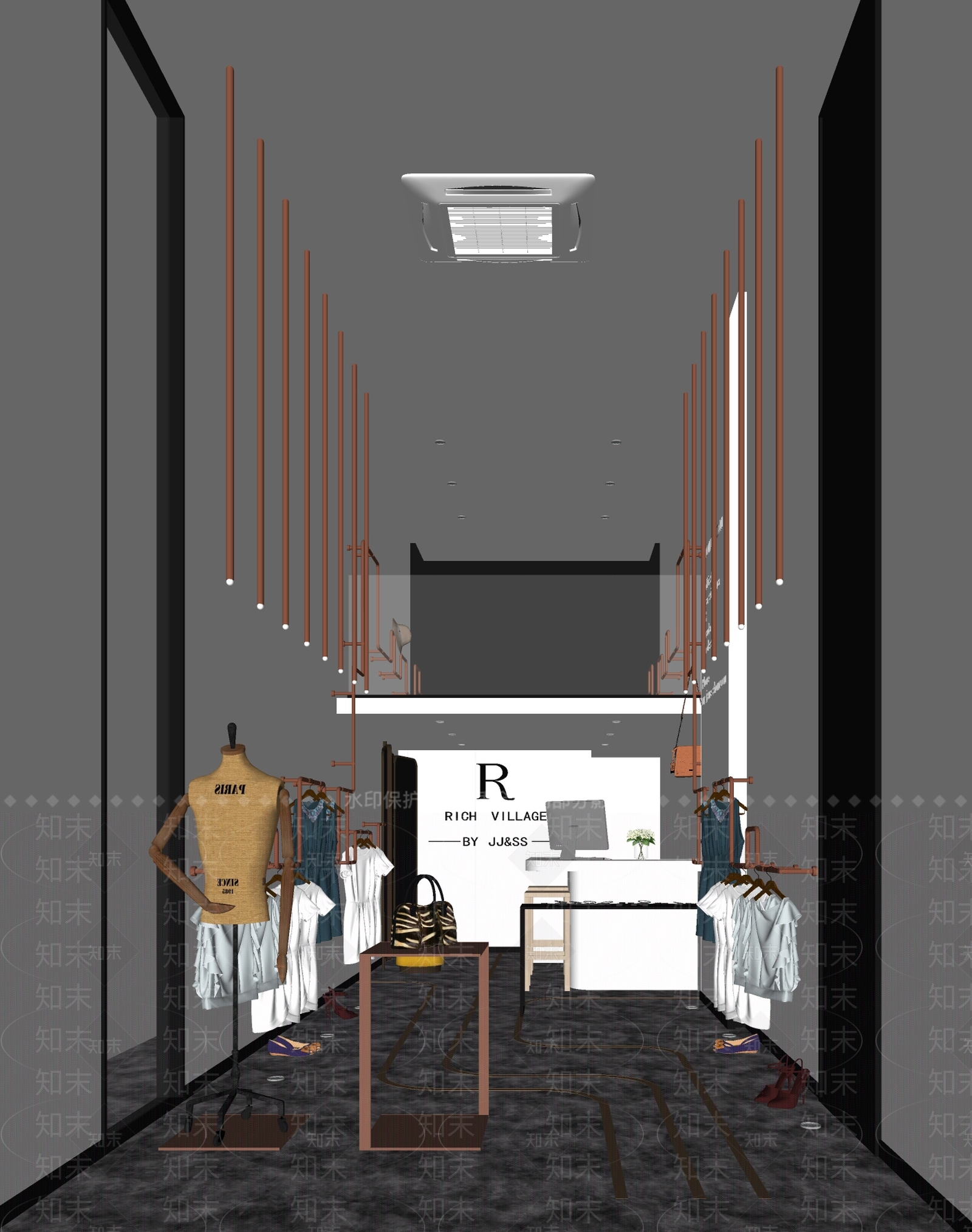 现代服装店SU模型下载【ID:1138555393】