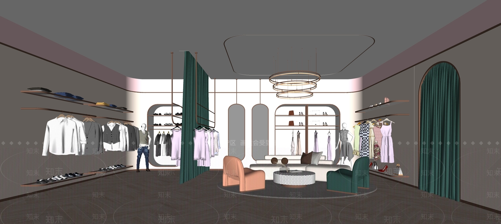 现代服装店SU模型下载【ID:1138555464】