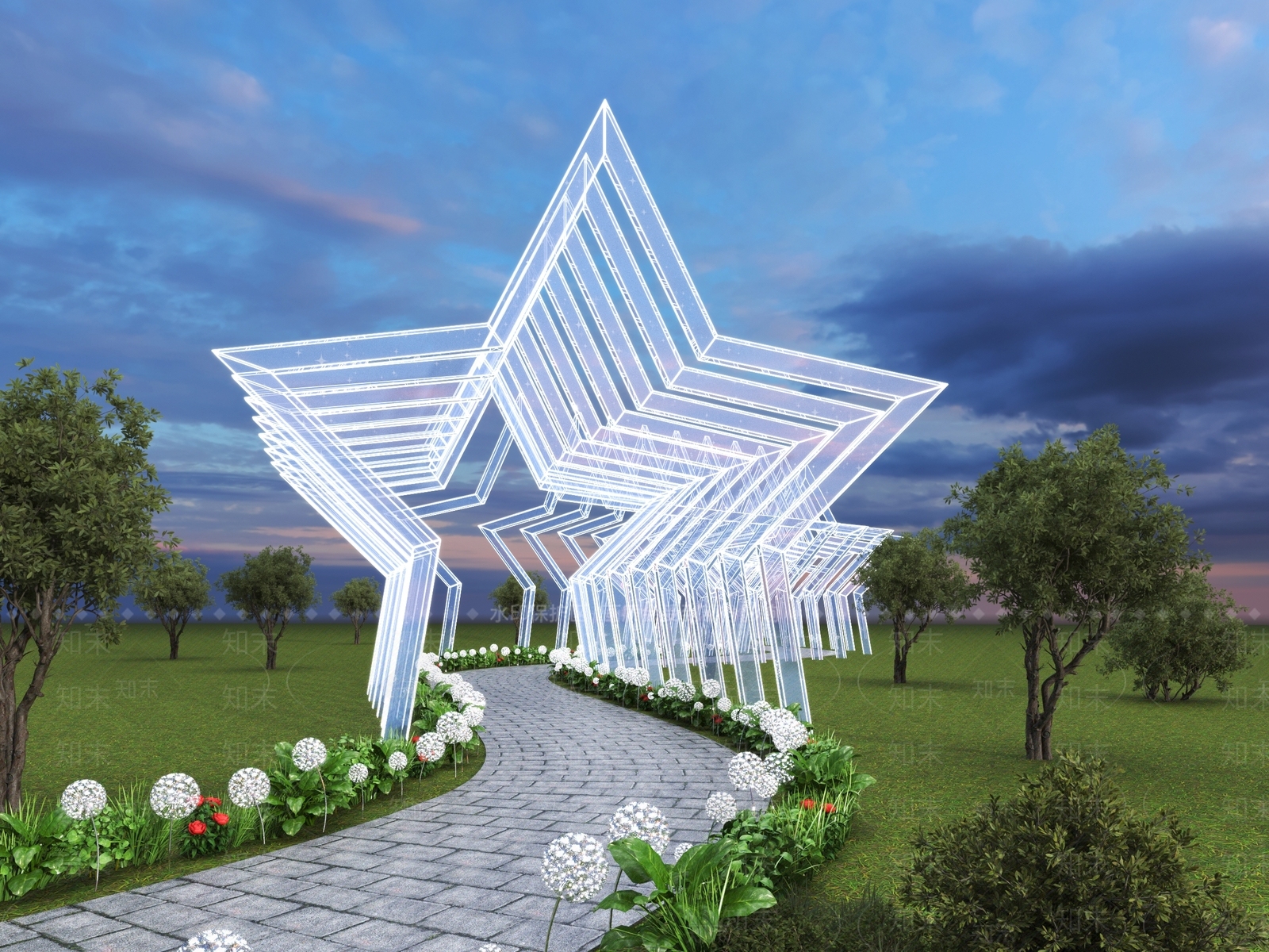 现代廊架3D模型下载【ID:1138556164】