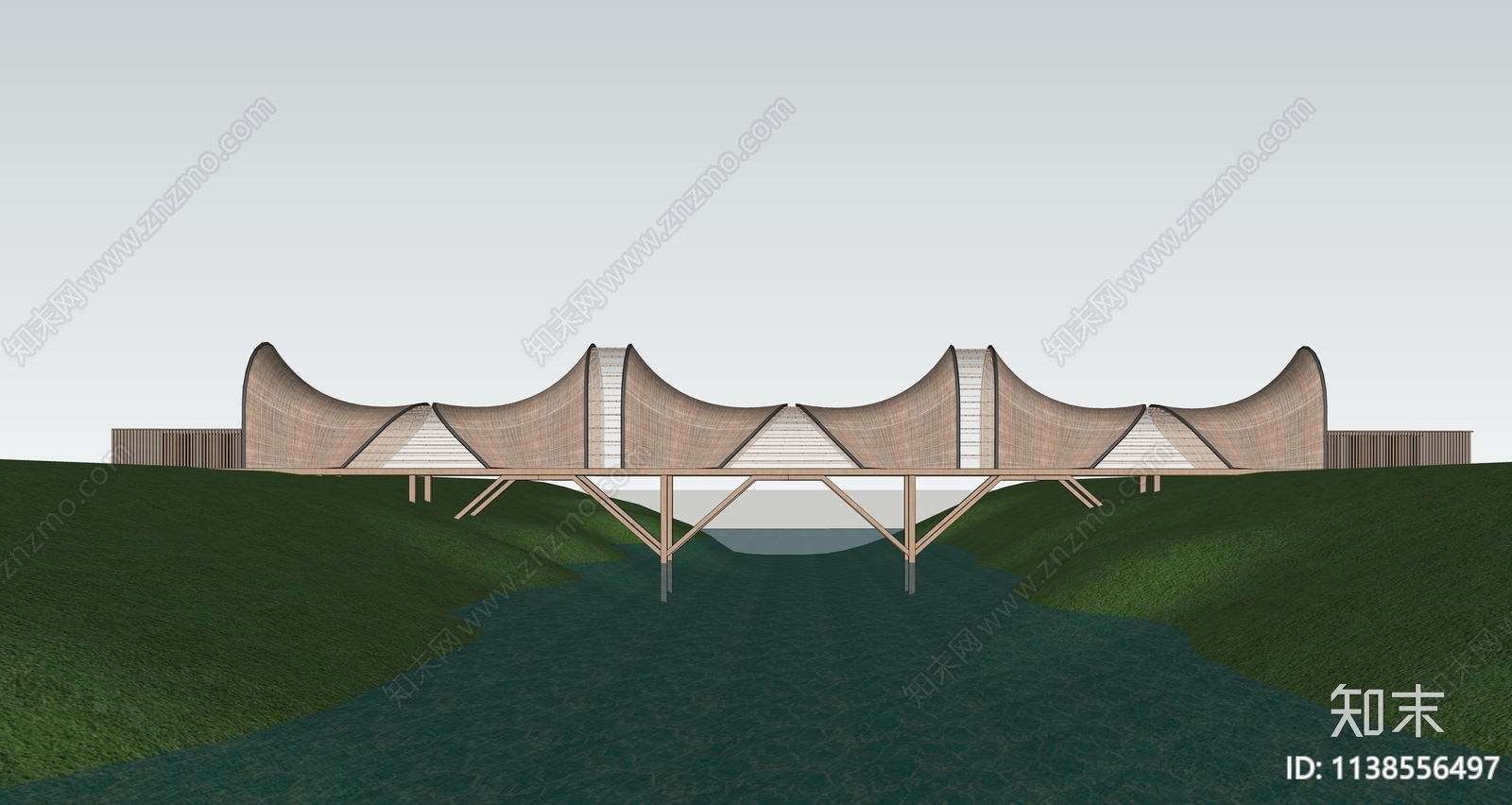 新中式景观桥SU模型下载【ID:1138556497】